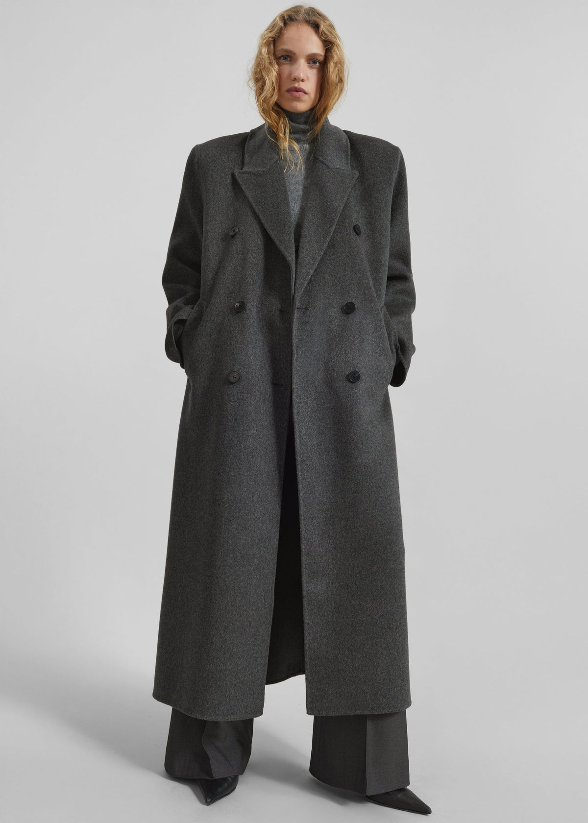 Gaia Double-Breasted Coat - Dark Grey Melange β view 6 of 8