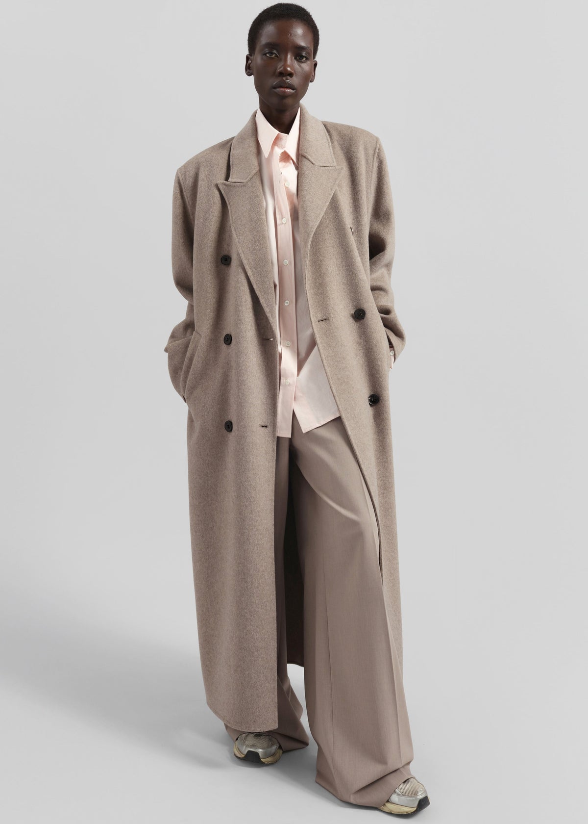 Gaia Double-Breasted Coat - Taupe Melange β view 3 of 8