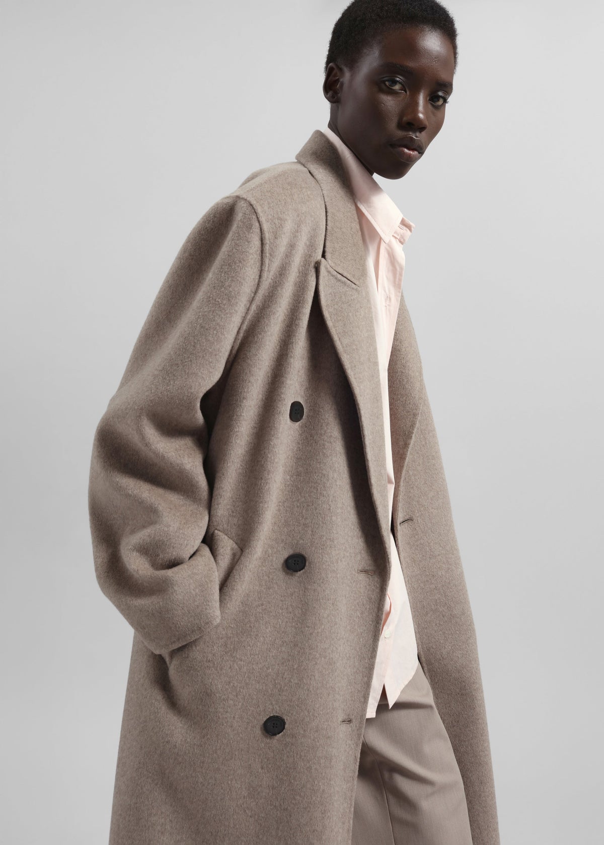 Gaia Double-Breasted Coat - Taupe Melange β view 2 of 8