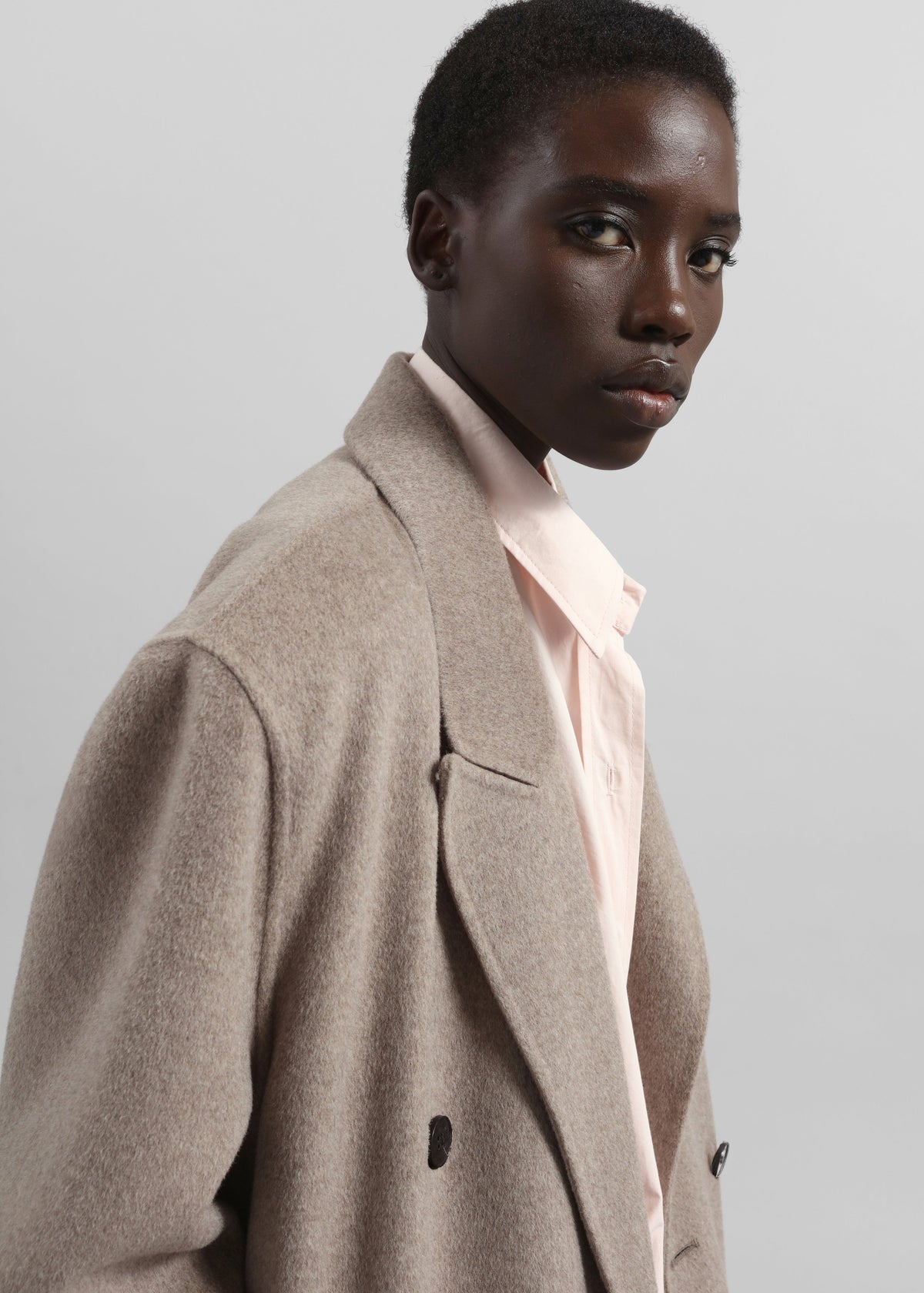 Gaia Double-Breasted Coat - Taupe Melange β view 6 of 8