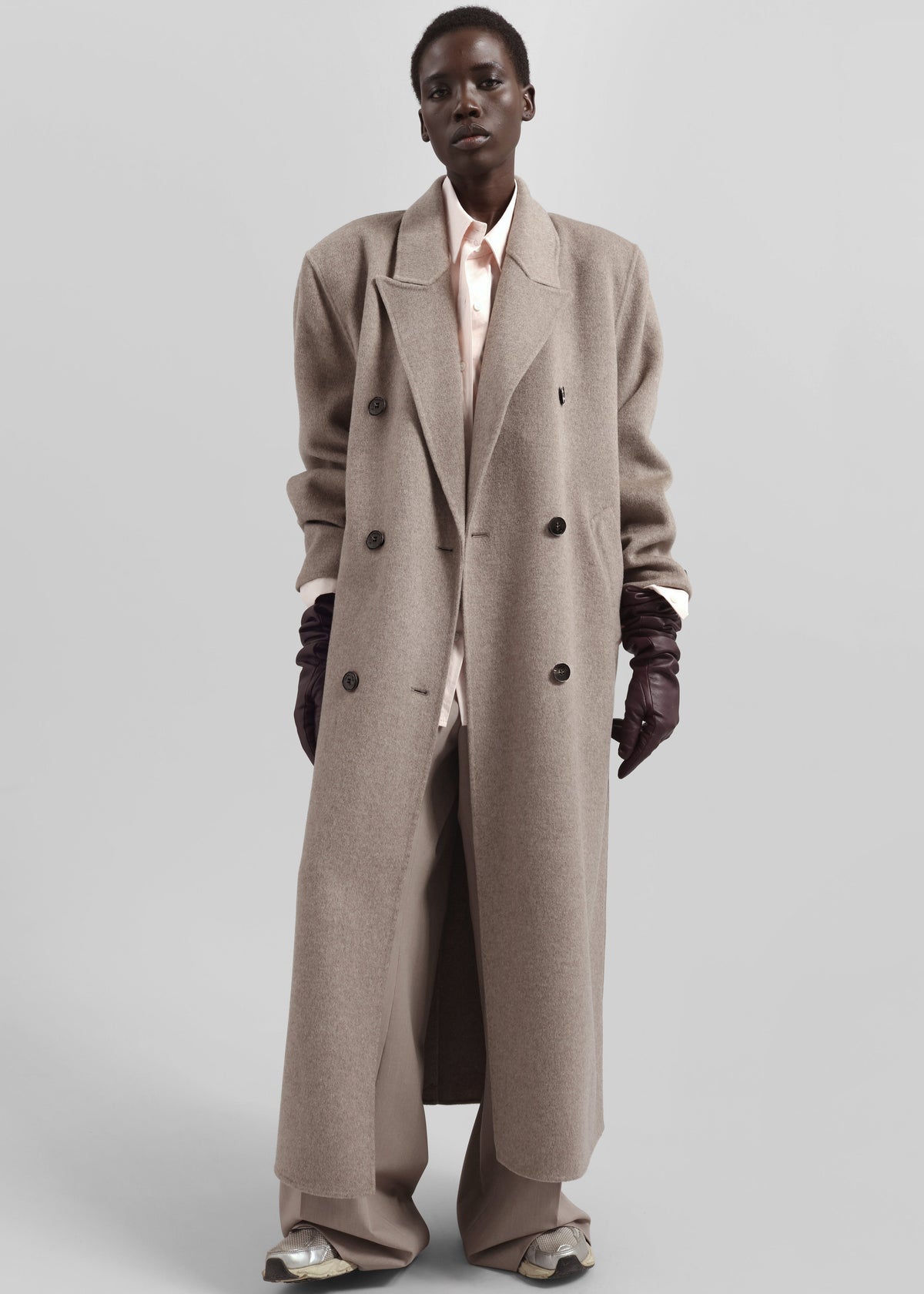 Gaia Double-Breasted Coat - Taupe Melange β view 5 of 8