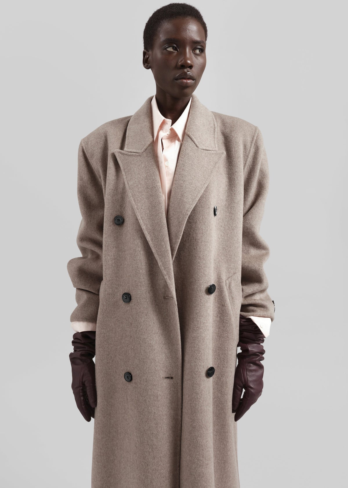 Gaia Double-Breasted Coat - Taupe Melange β view 4 of 8