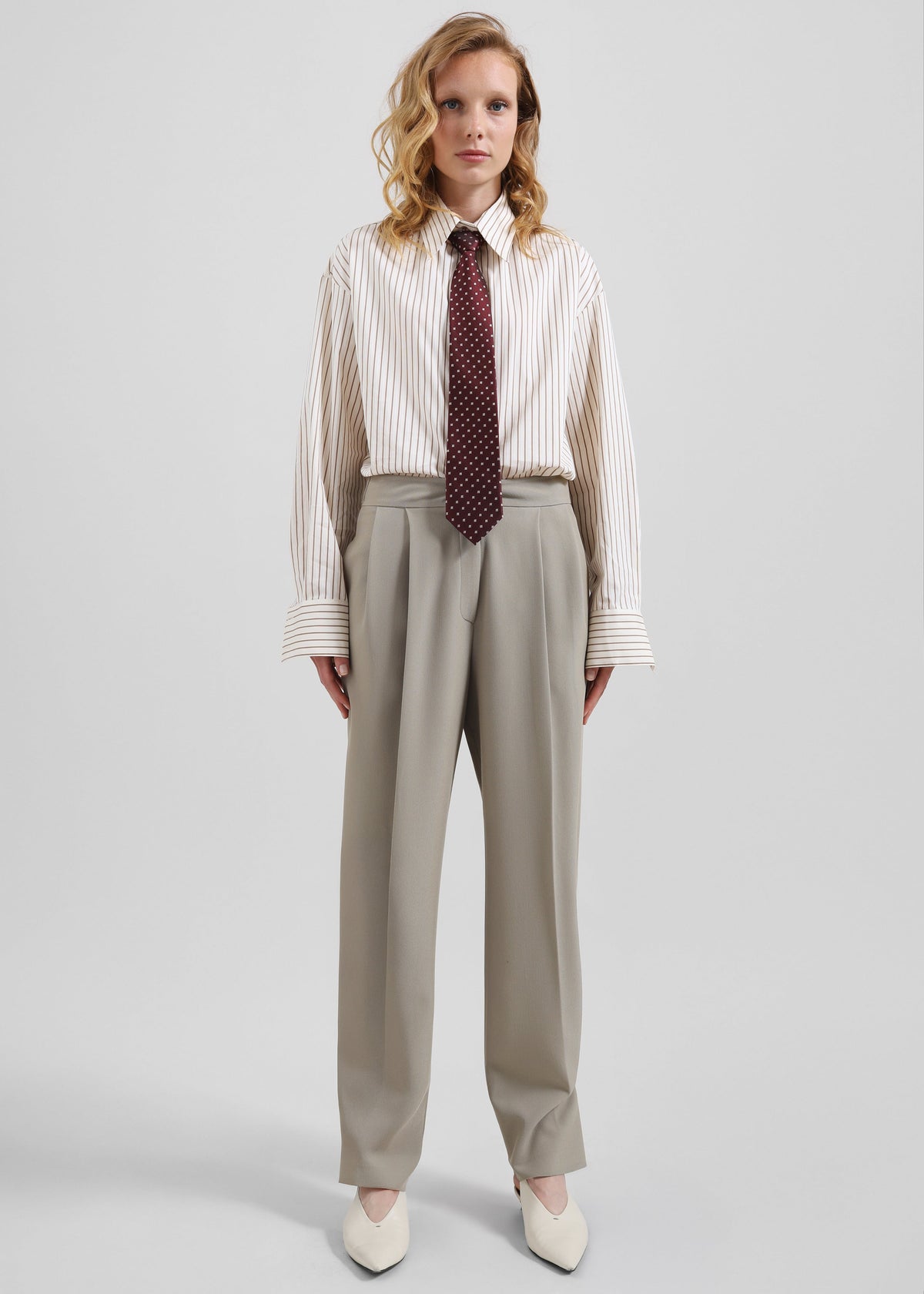 Gainsford Neck Tie Shirt - Beige/Brown Stripe β view 5 of 7