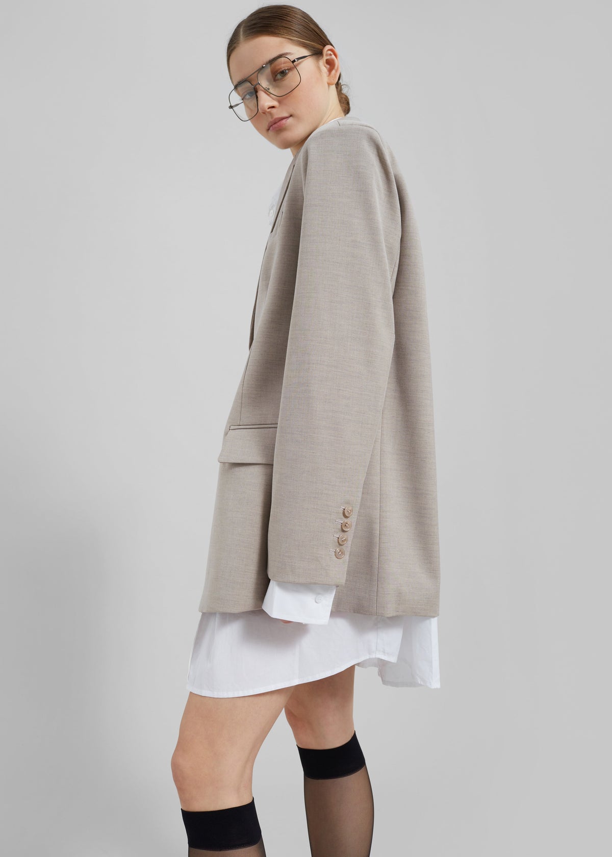 Gelso Oversized Blazer - Light Taupe Melange β view 12 of 13