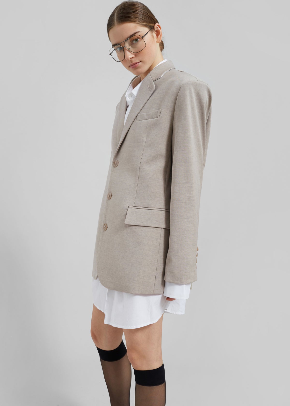 Gelso Oversized Blazer - Light Taupe Melange β view 10 of 13