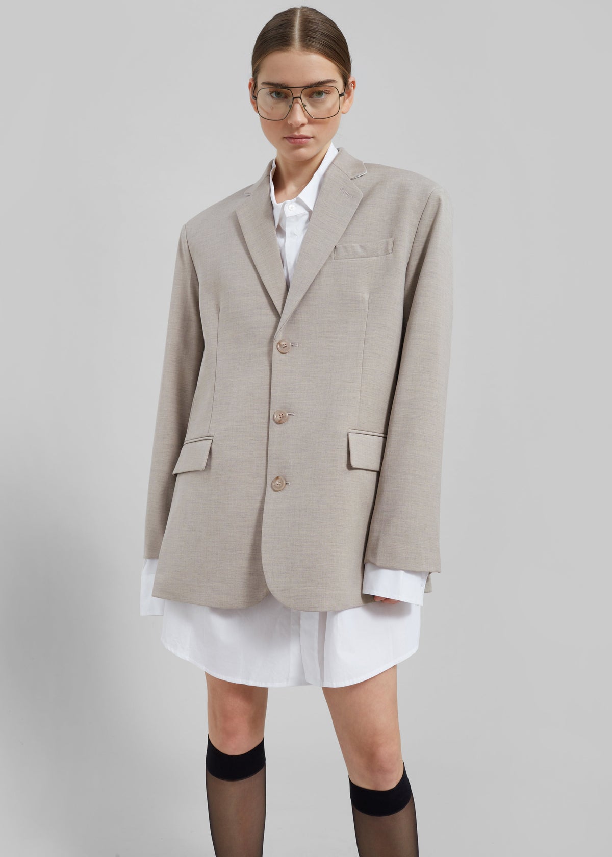 Gelso Oversized Blazer - Light Taupe Melange β view 11 of 13
