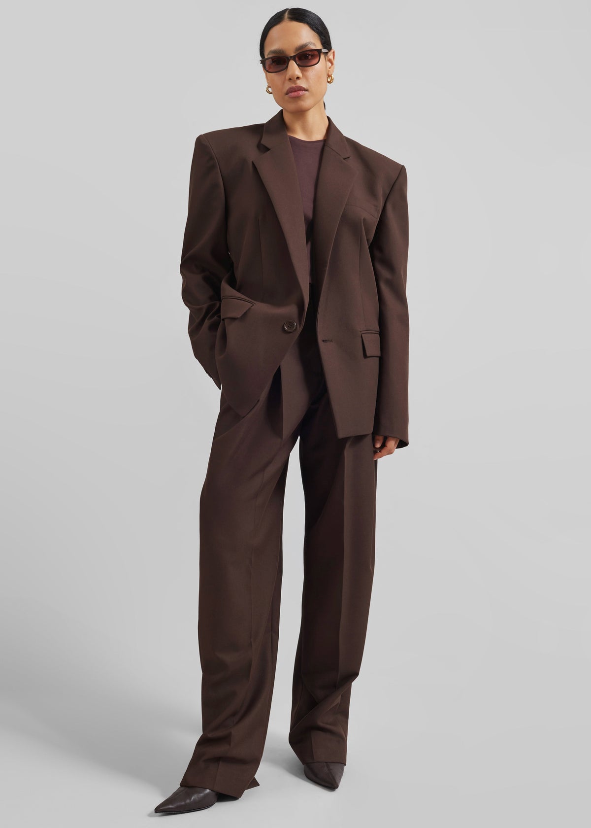 Gelso Pleated Twill Trousers - Brown β view 3 of 9