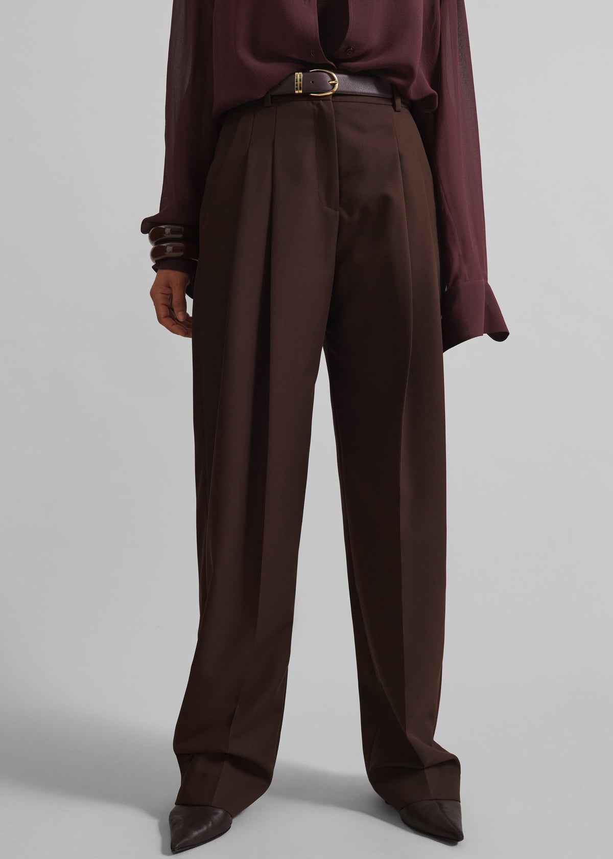 Gelso Pleated Twill Trousers - Brown β view 6 of 9