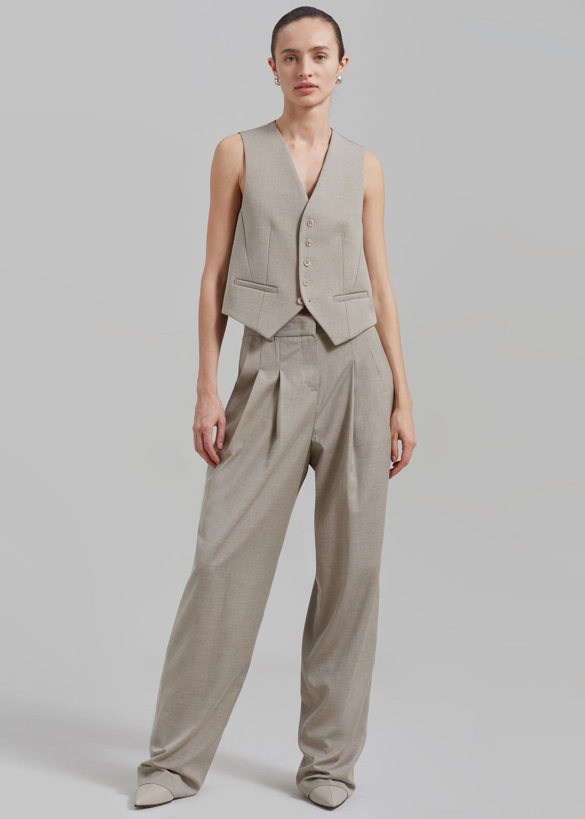 Gelso Pleated Trousers - Light Taupe Melange β view 7 of 15