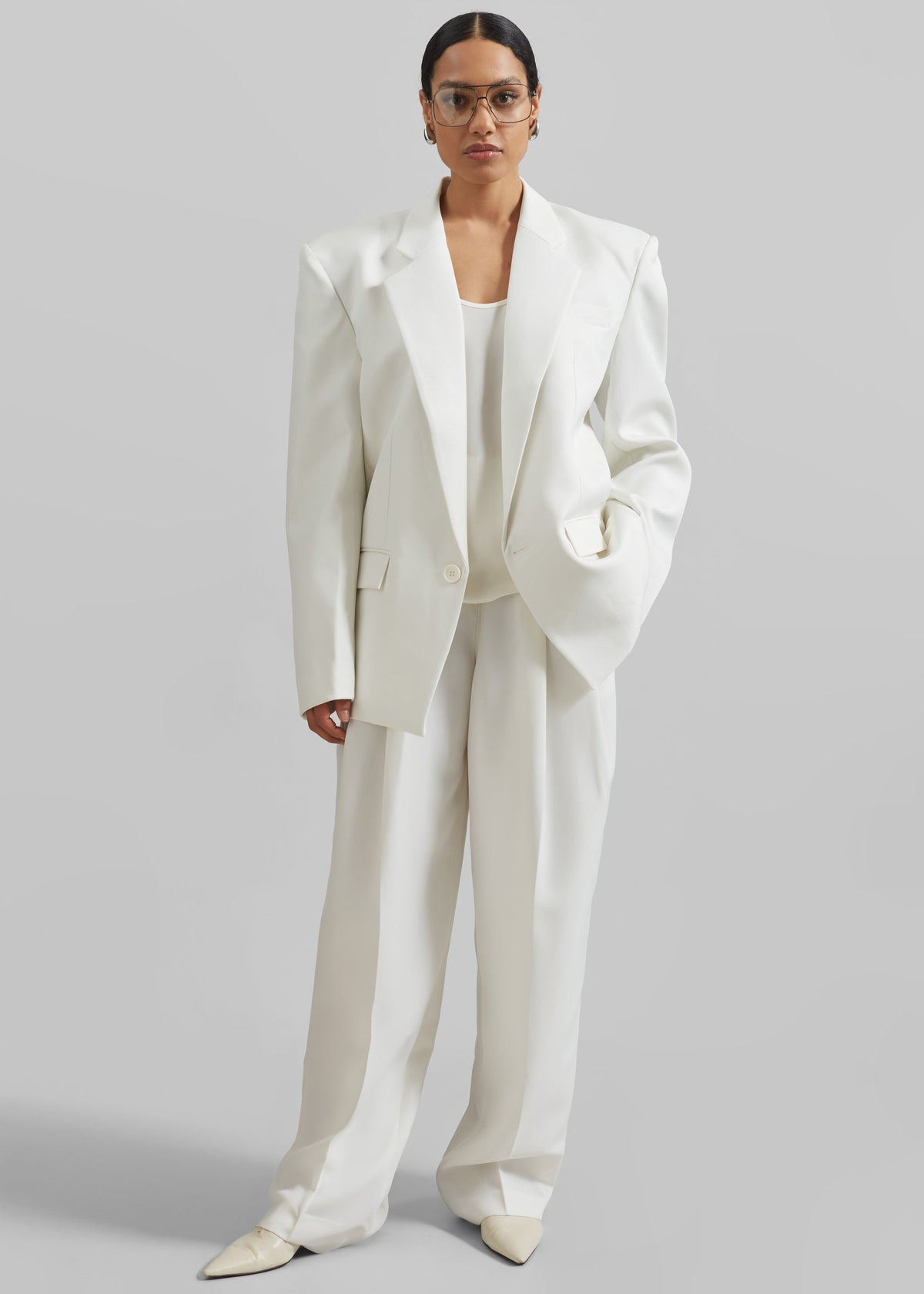 Gelso Pleated Twill Trousers - White β view 4 of 7
