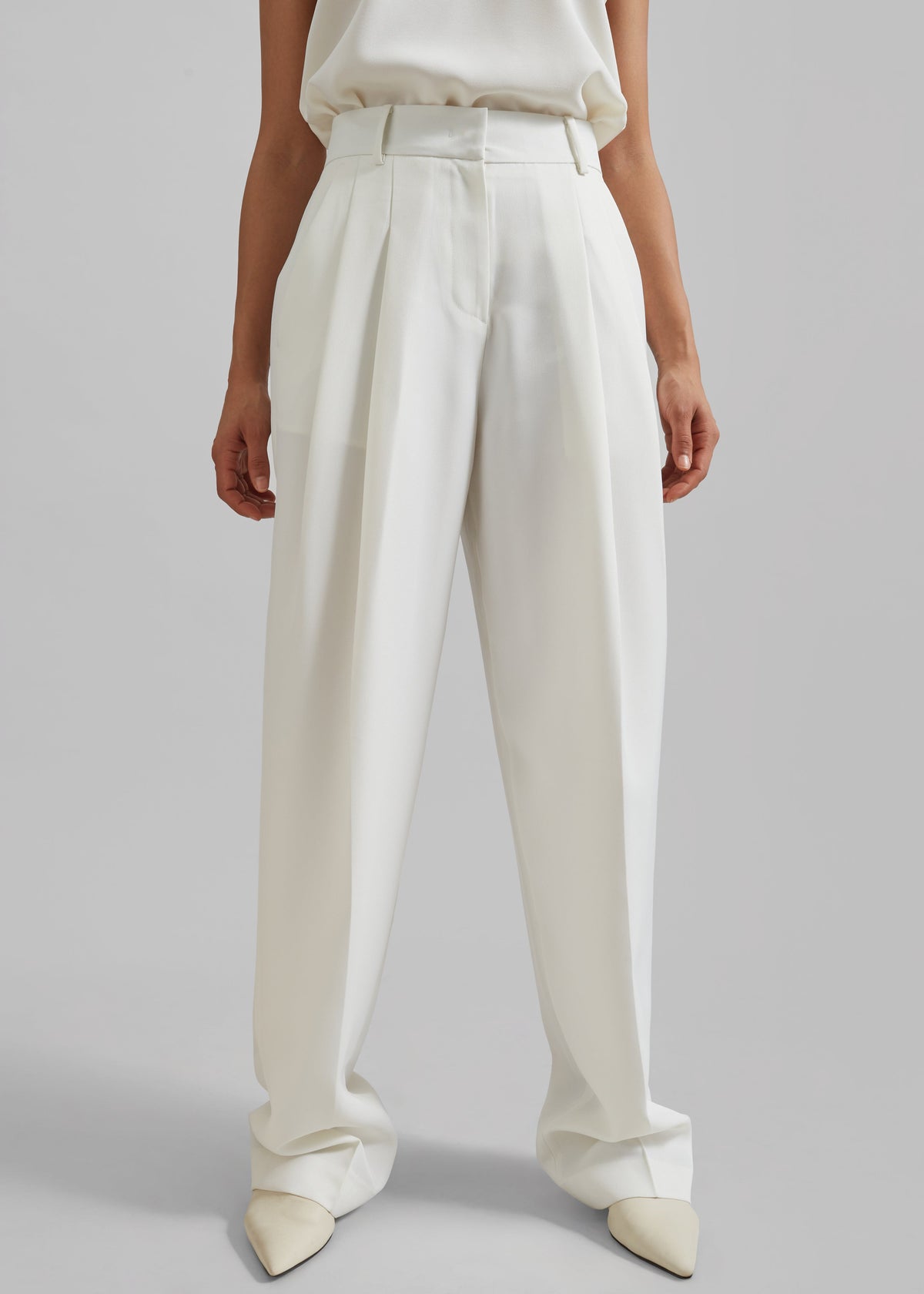 Gelso Pleated Twill Trousers - White β view 1 of 7