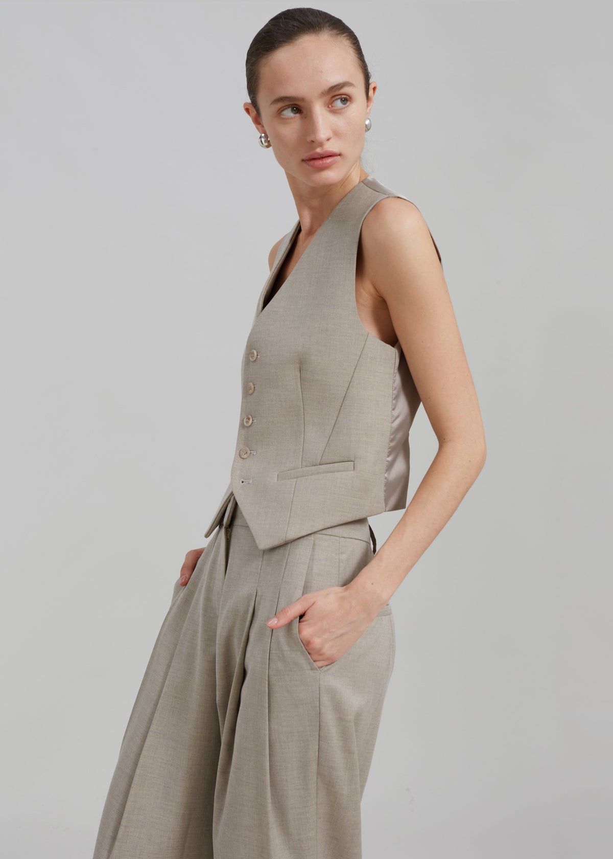 Gelso Waistcoat - Light Taupe Melange β view 4 of 7