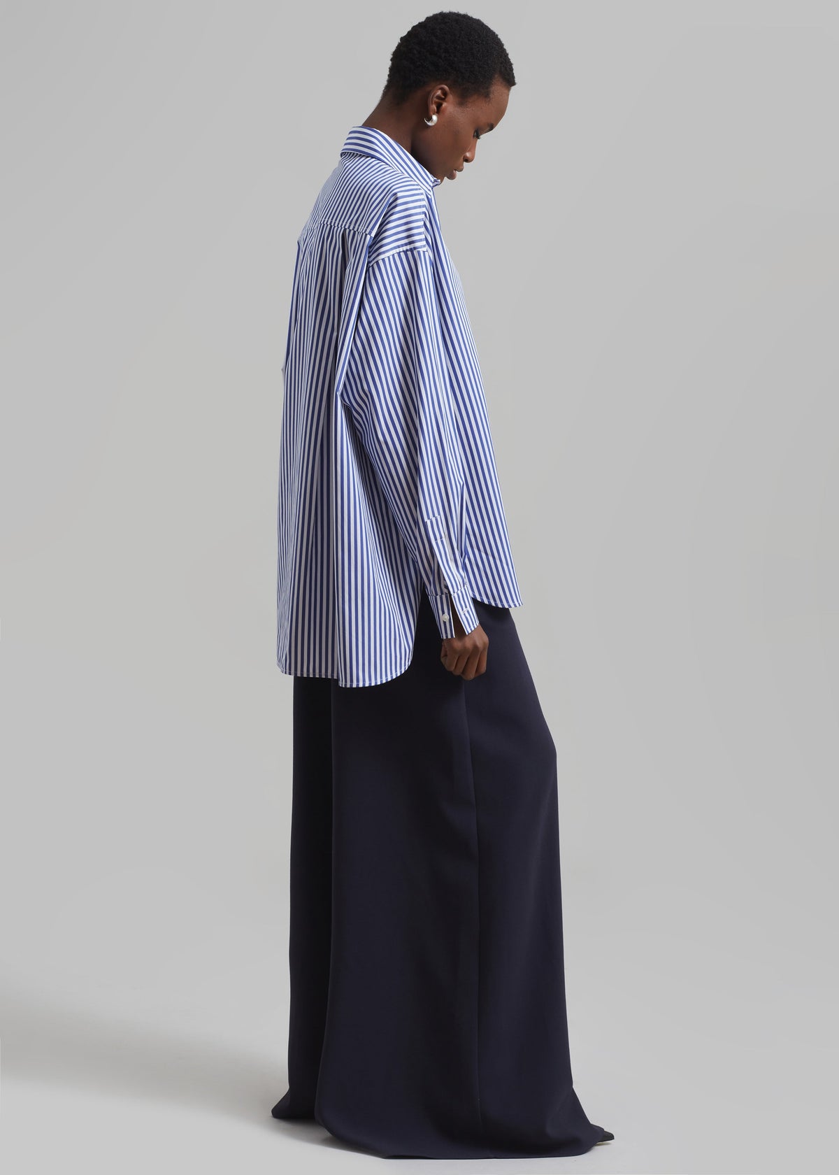 Georgia Boxy Shirt - White/Blue Stripe – view 4 of 13