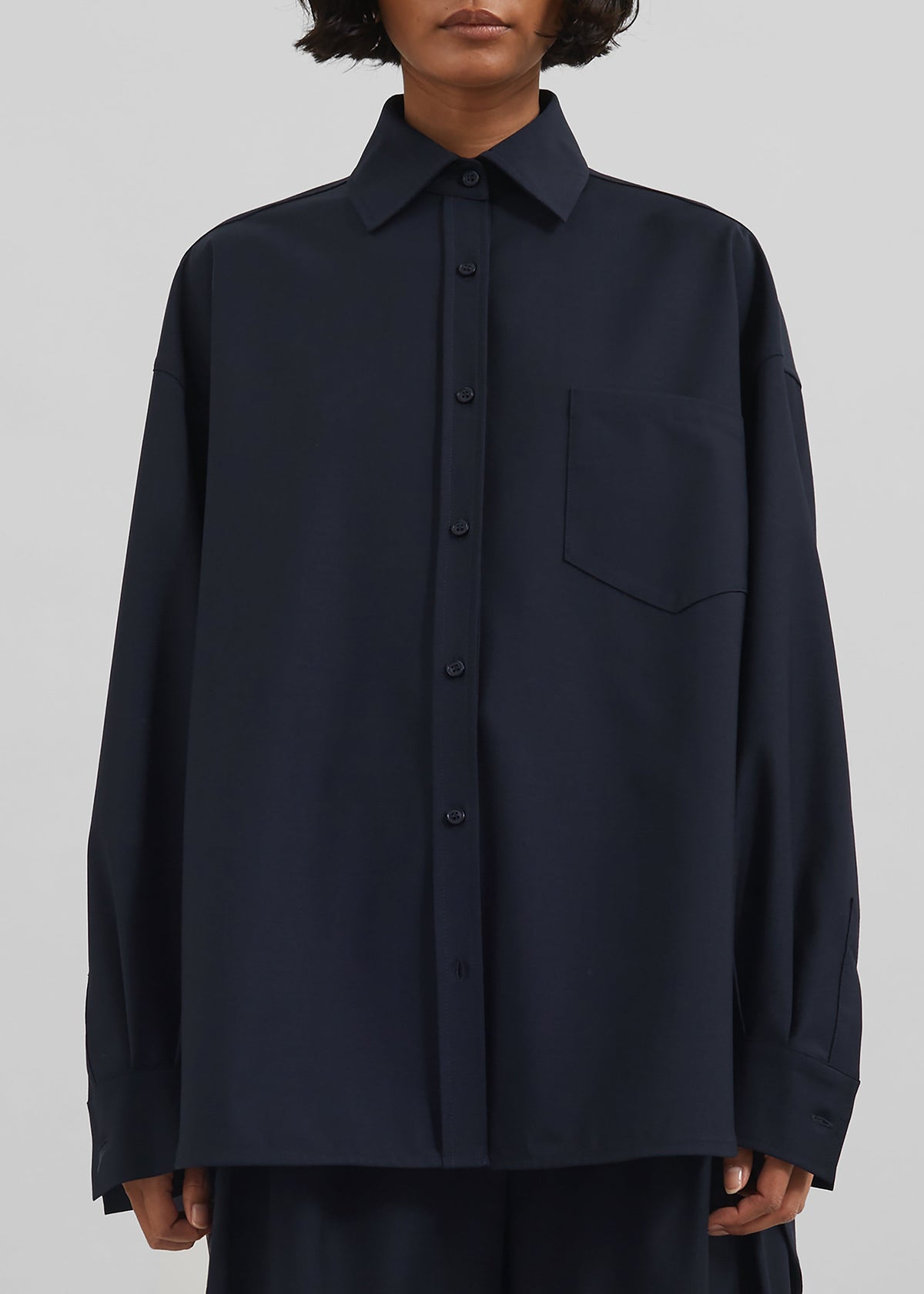 Georgia Wool Blend Shirt - Dark Navy β view 3 of 9