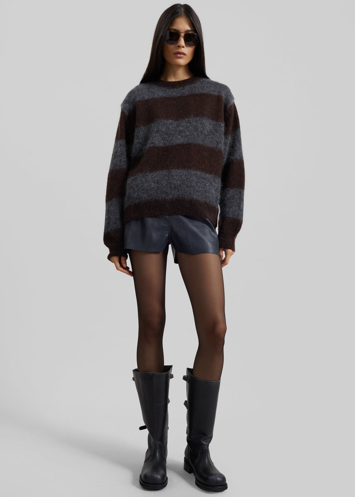 Gimel Mohair Sweater - Grey/Brown Stripe β view 4 of 9