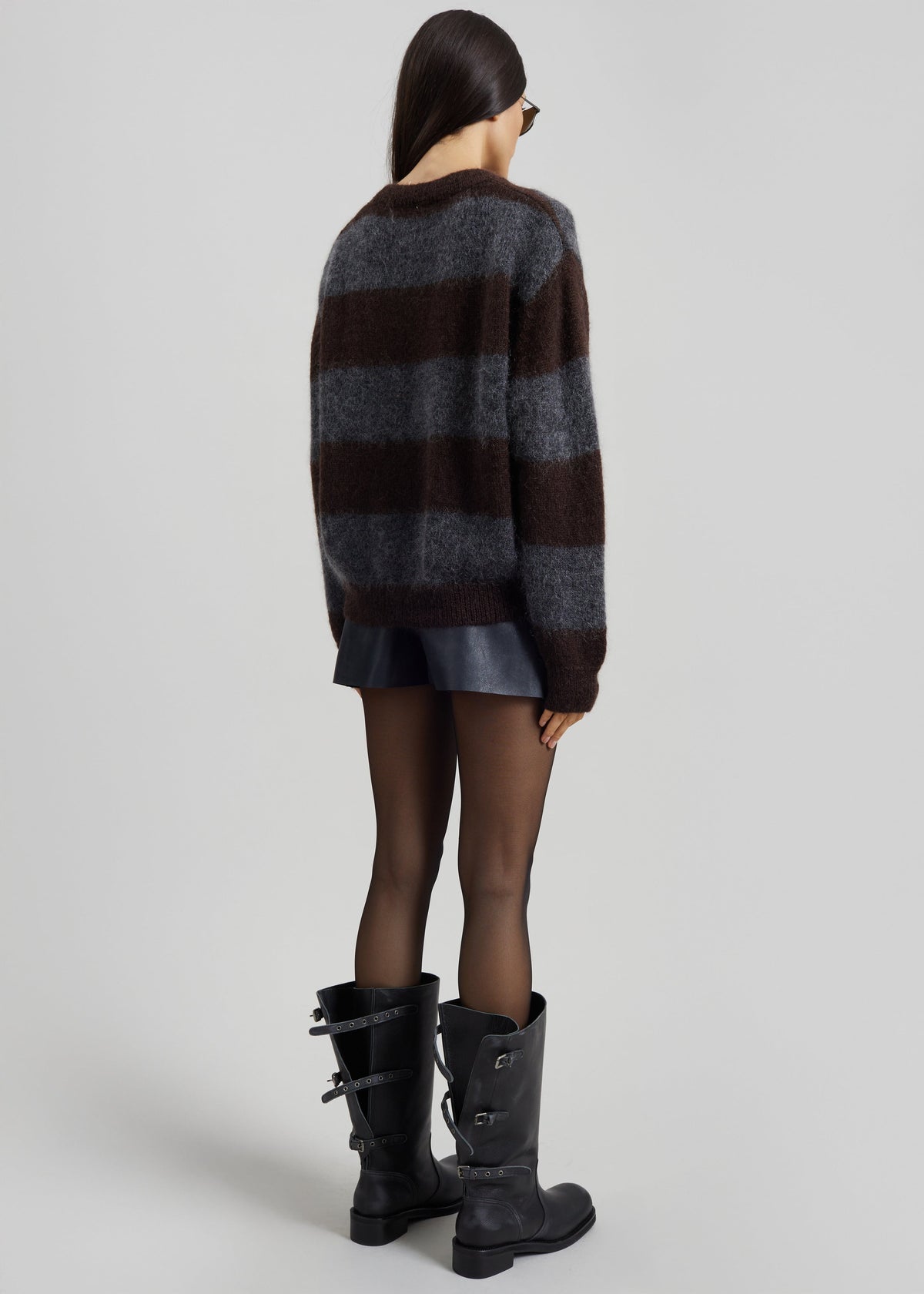 Gimel Mohair Sweater - Grey/Brown Stripe β view 8 of 9