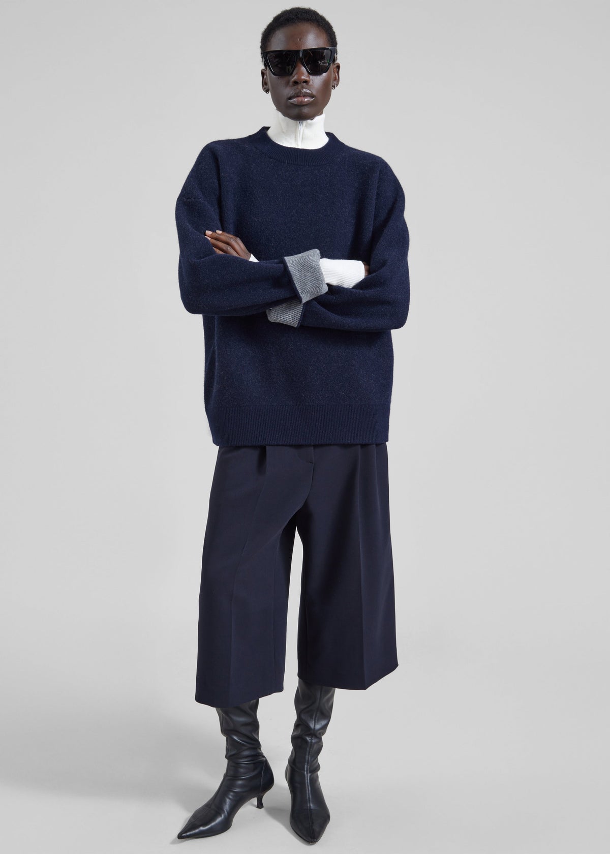 Gio Wool Pleated Bermuda Shorts - Navy β view 1 of 7