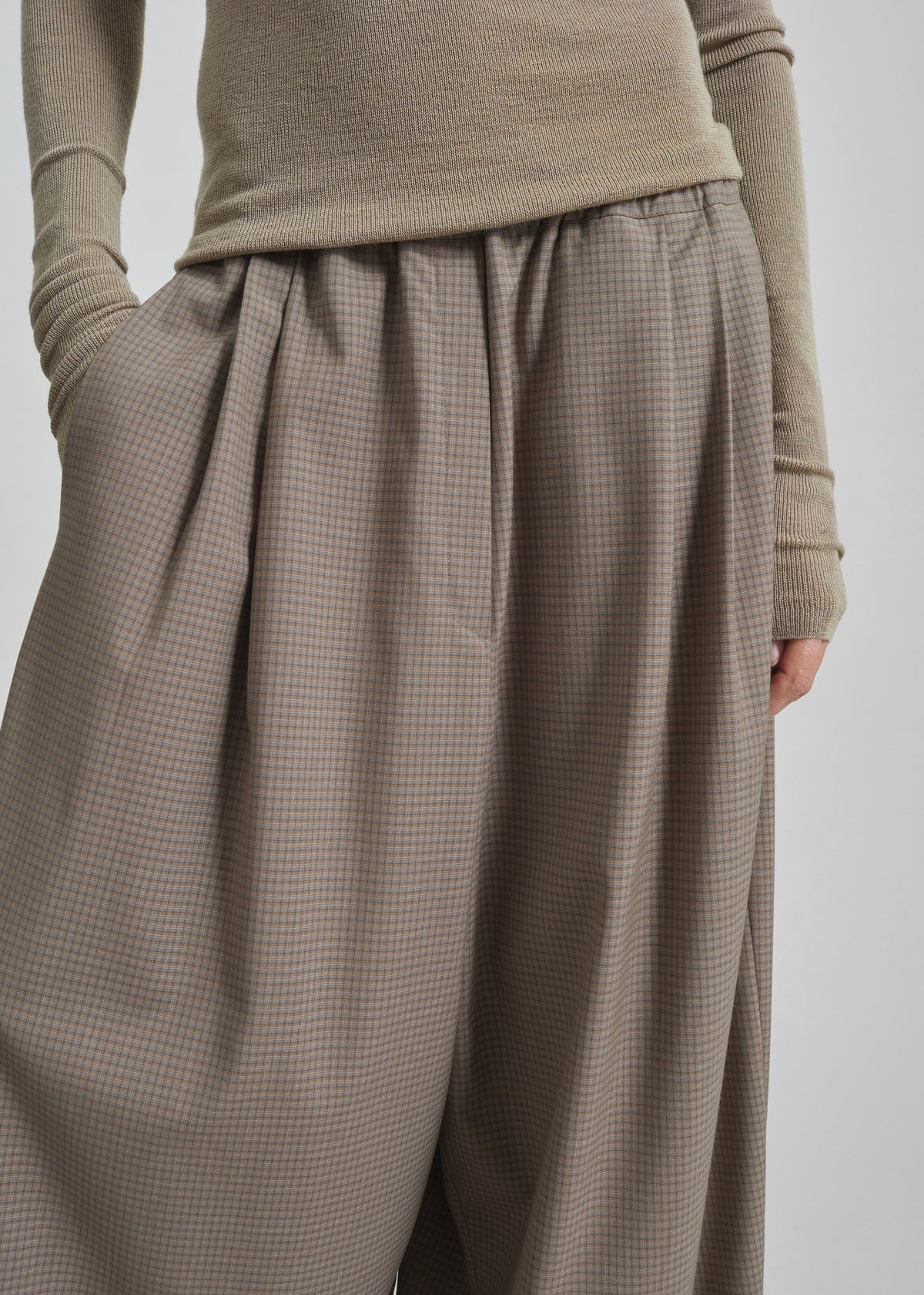 Gistel Pleated Pants - Beige Plaid β view 2 of 9