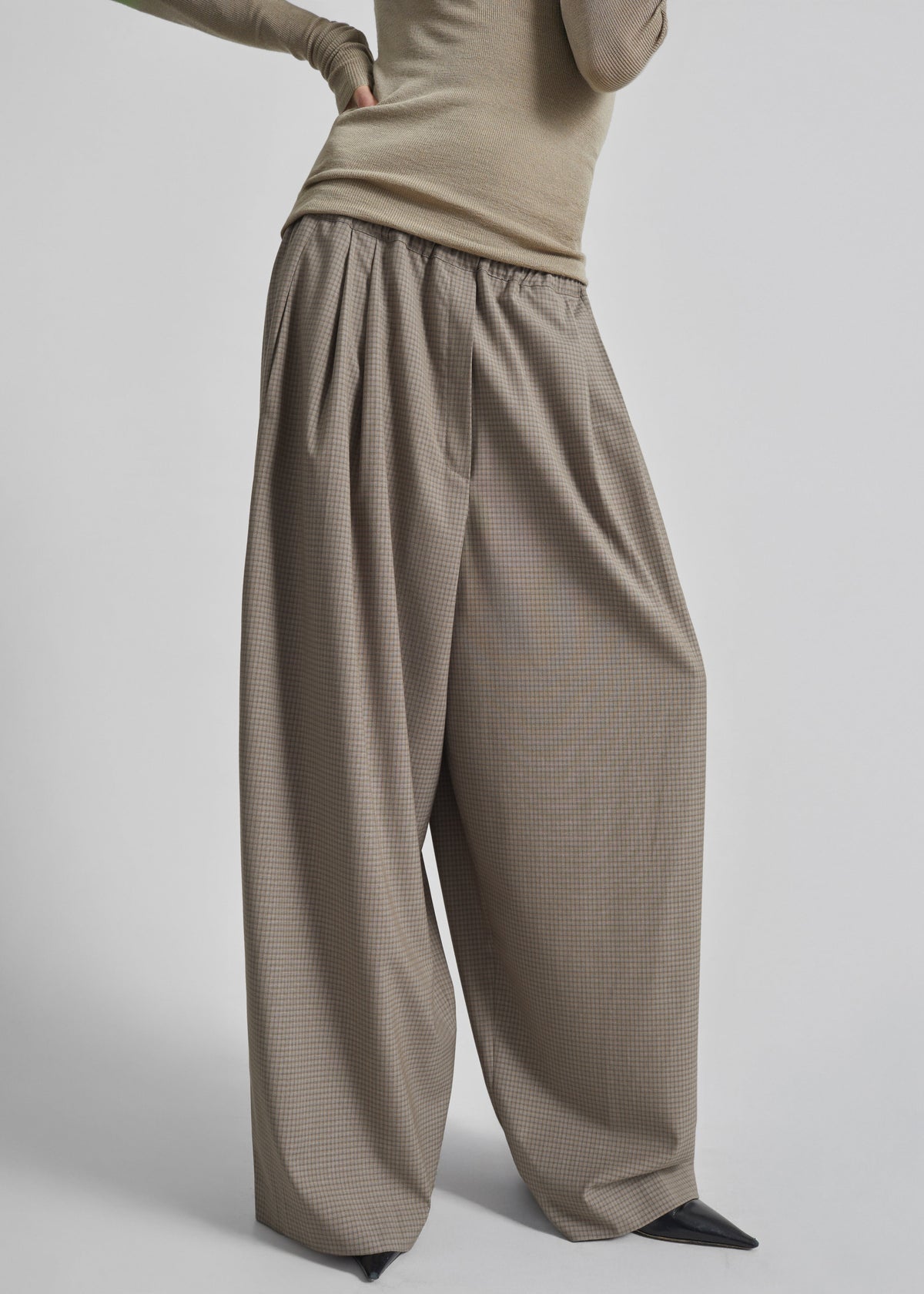 Gistel Pleated Pants - Beige Plaid β view 1 of 9