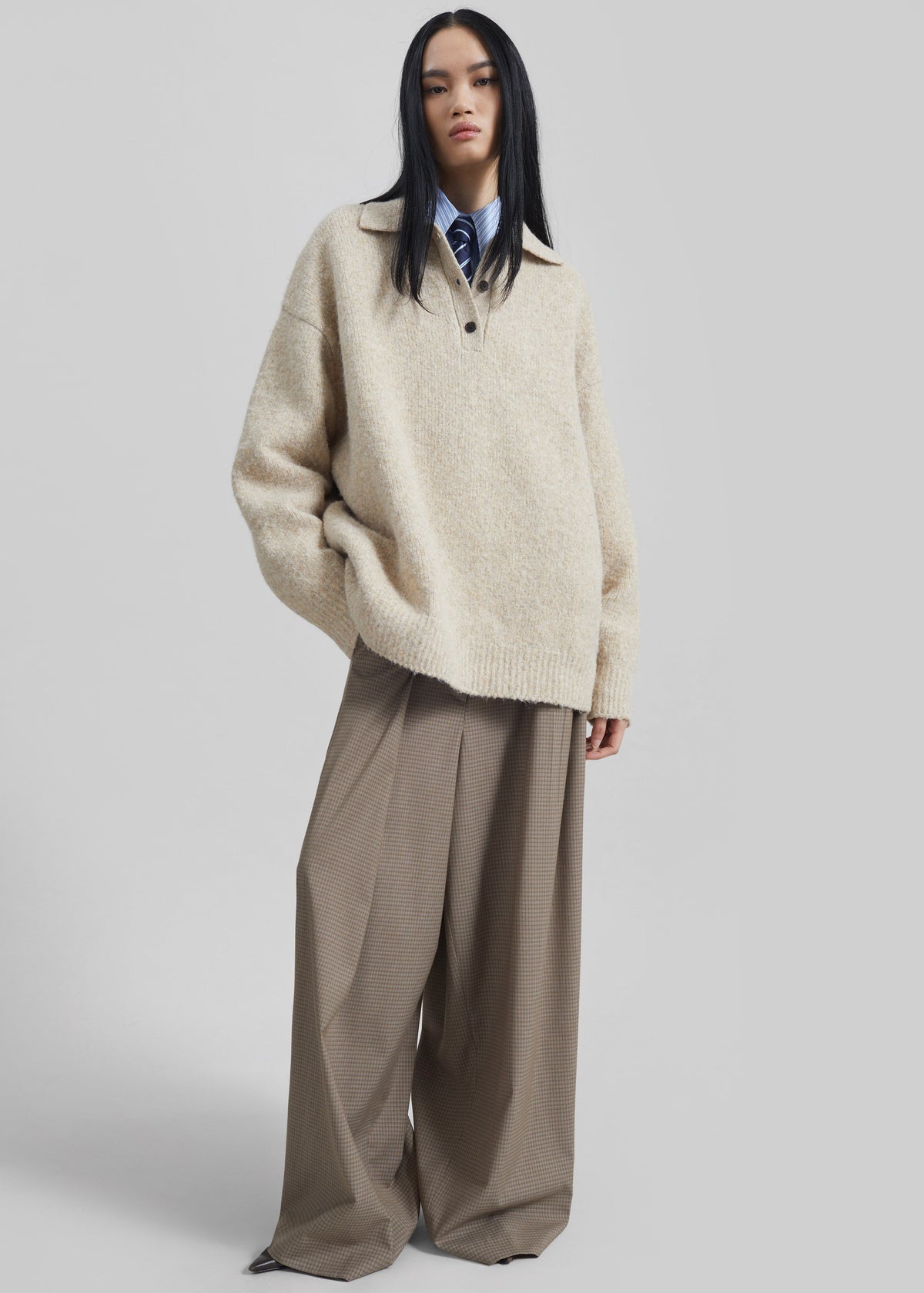 Gistel Pleated Pants - Beige Plaid β view 4 of 9