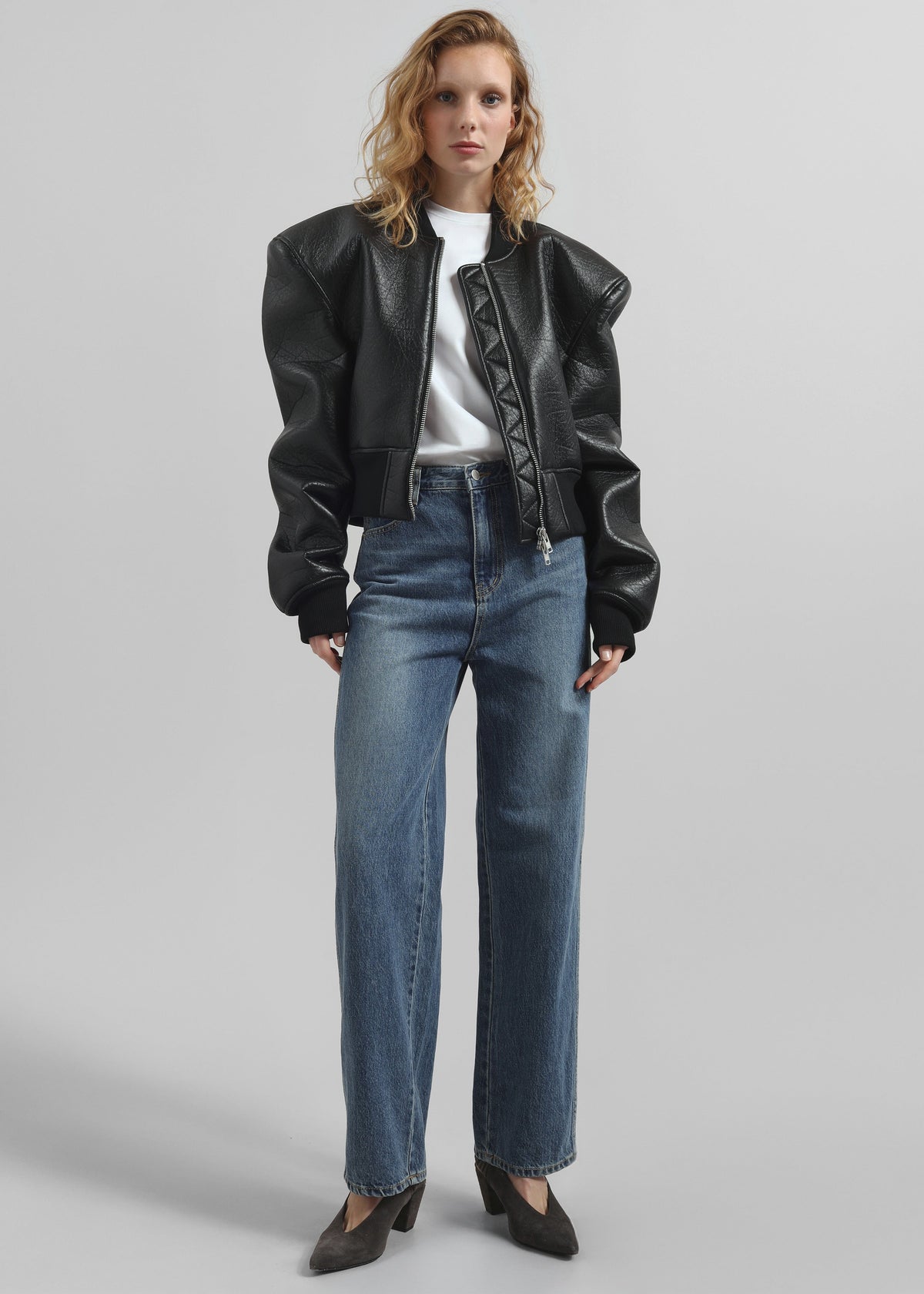 Glane Faux Leather Bomber Jacket - Black β view 7 of 12
