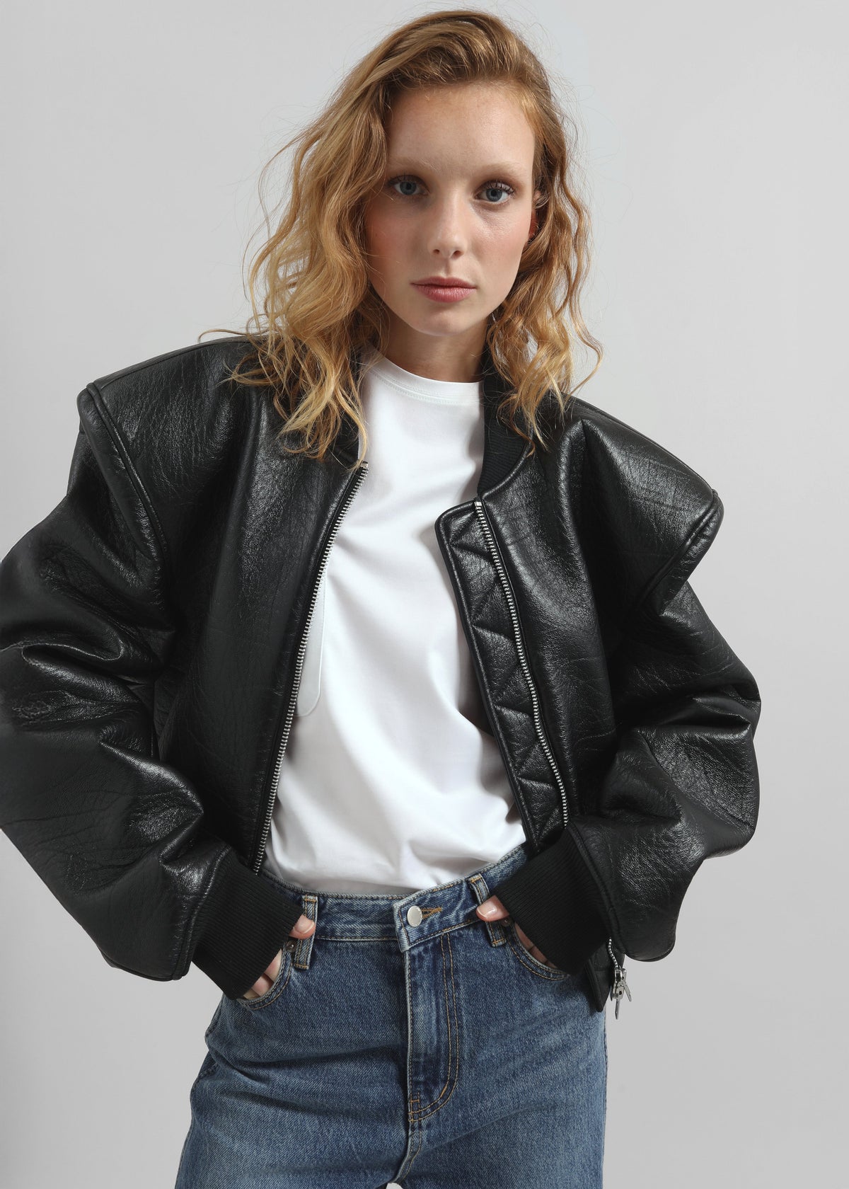 Glane Faux Leather Bomber Jacket - Black β view 6 of 12