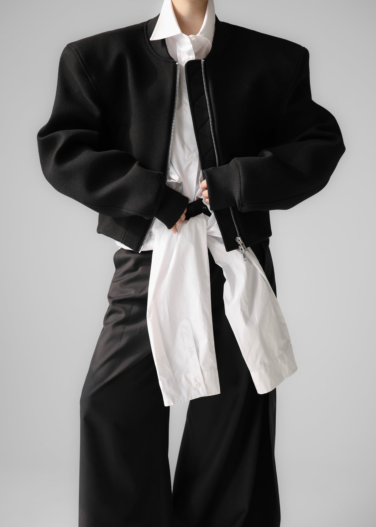 Glane Padded Wool Bomber Jacket - Black β view 1 of 8