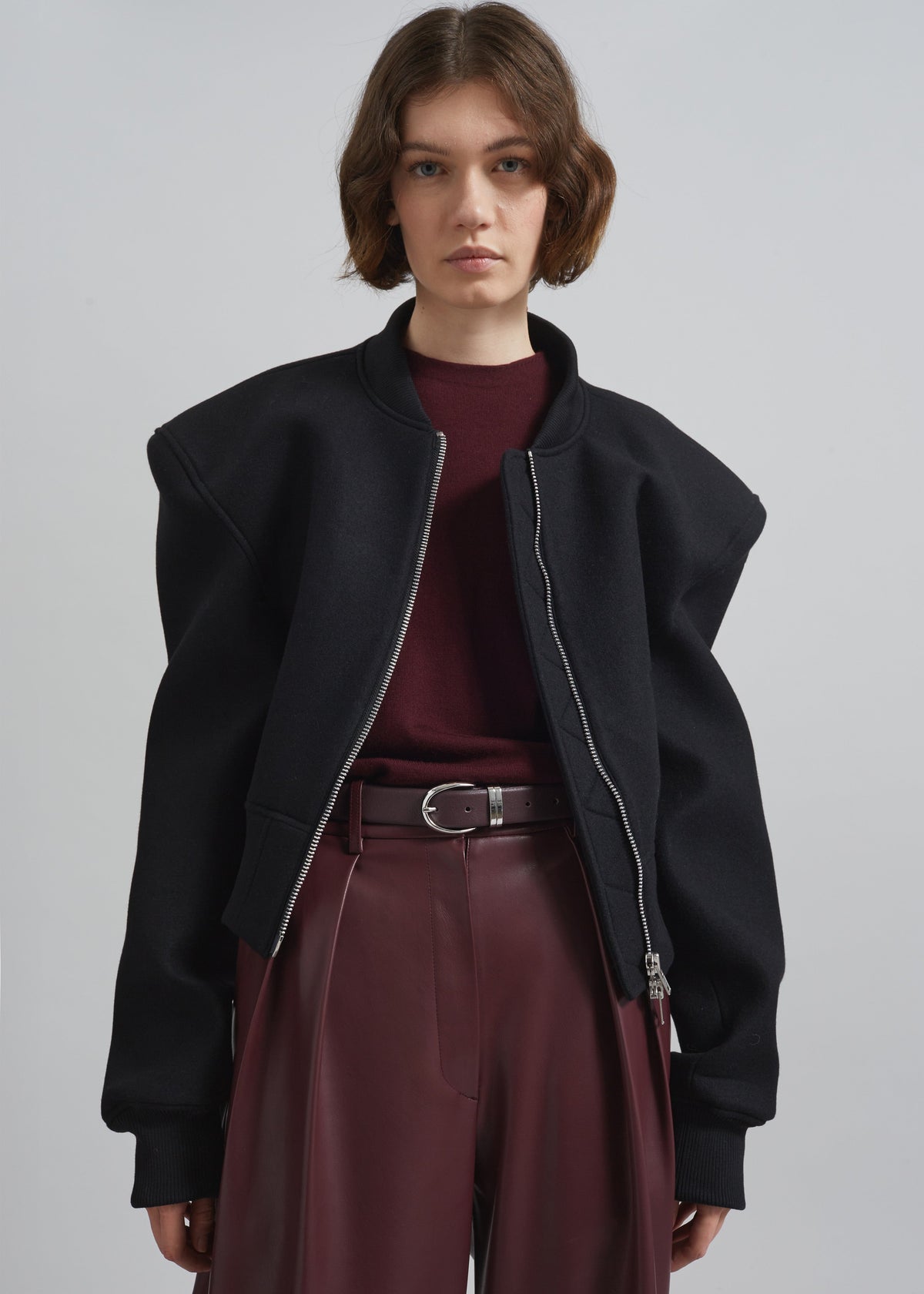 Glane Padded Wool Bomber Jacket - Black β view 3 of 8