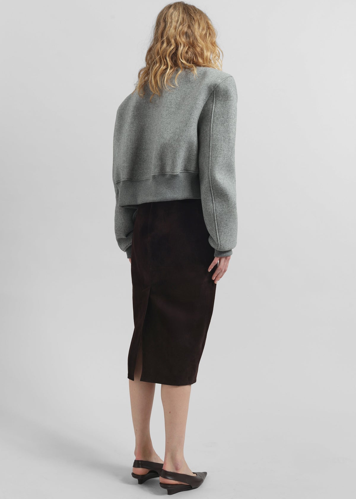 Glane Padded Wool Bomber Jacket - Grey Melange β view 6 of 7