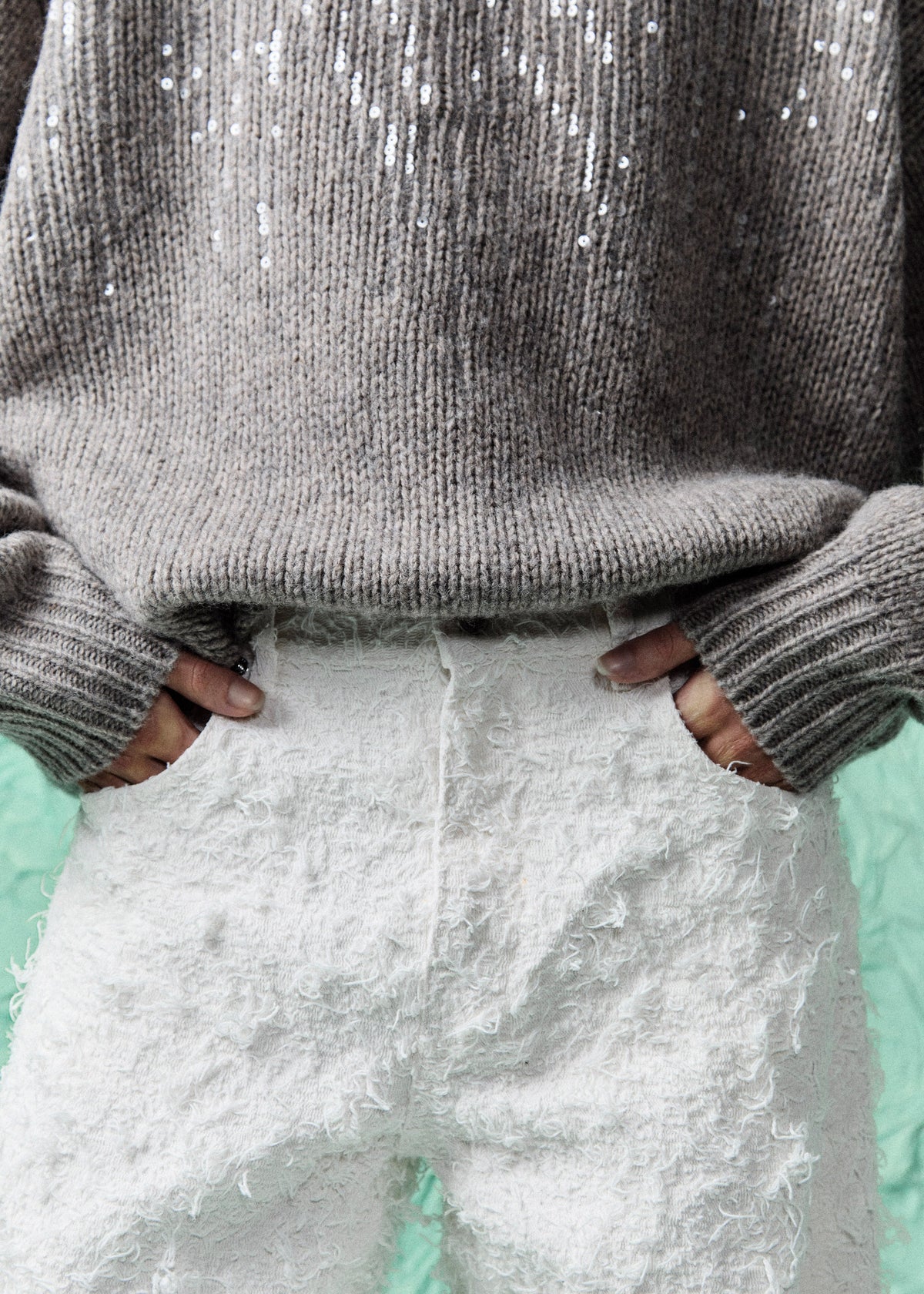 Haikure Clyde Double Fur Denim Pants - Off White β view 2 of 6