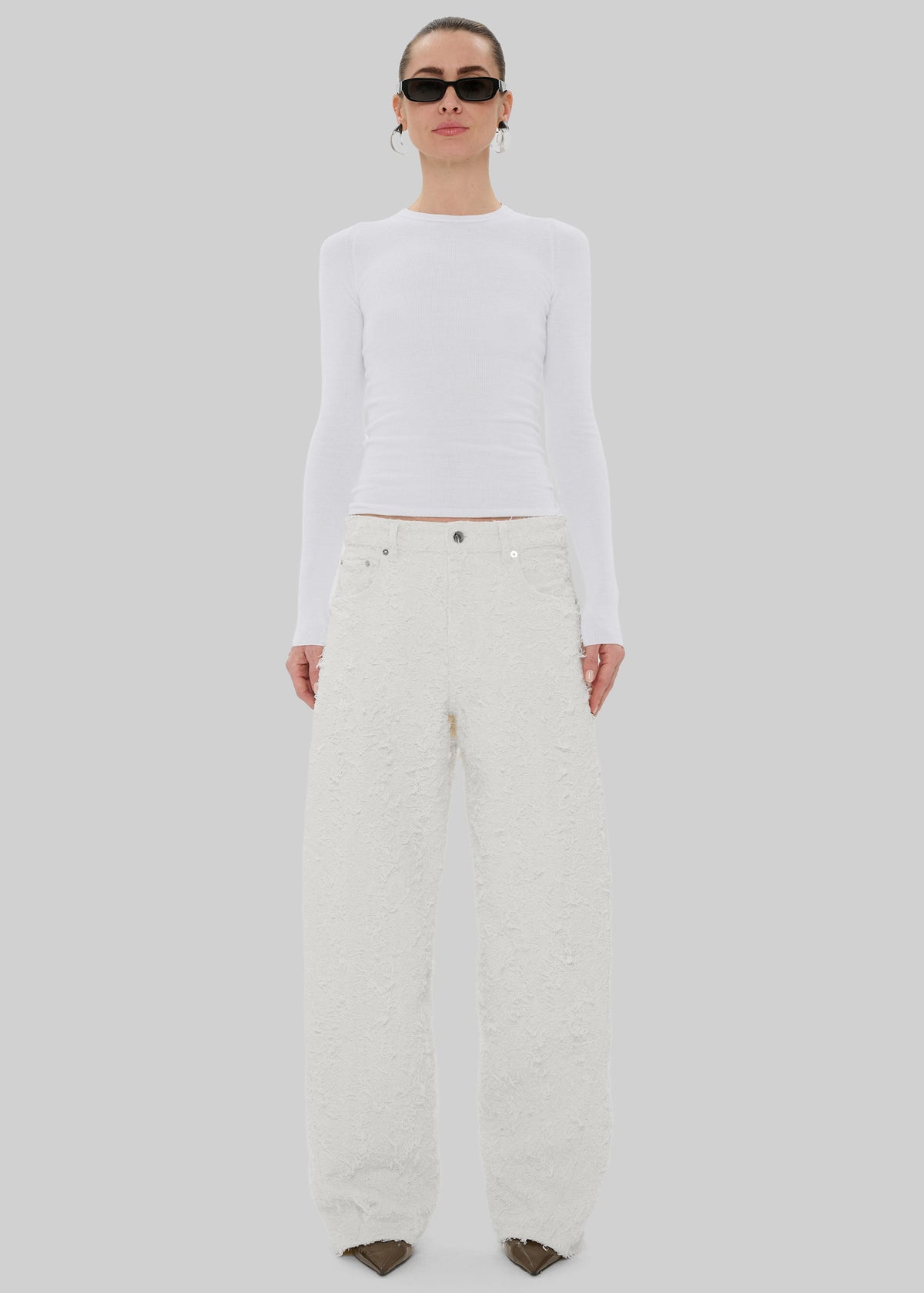 Haikure Clyde Double Fur Denim Pants - Off White β view 3 of 6