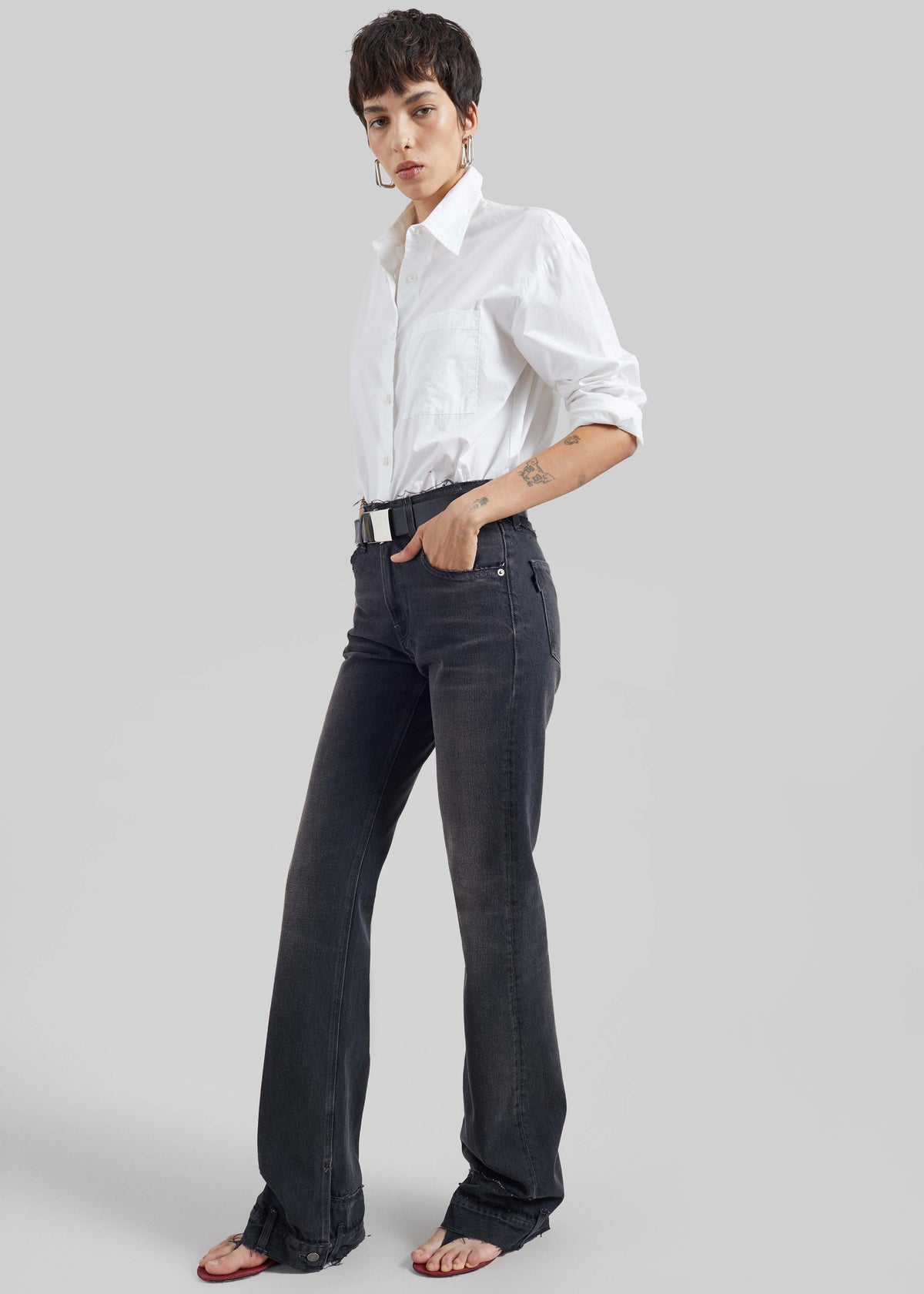Haikure Flora Cut Denim Pants - Vintage Black β view 5 of 6