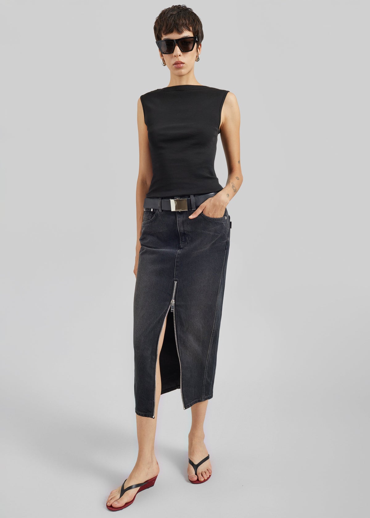 Haikure Mira Denim Skirt - Vintage Black β view 1 of 7