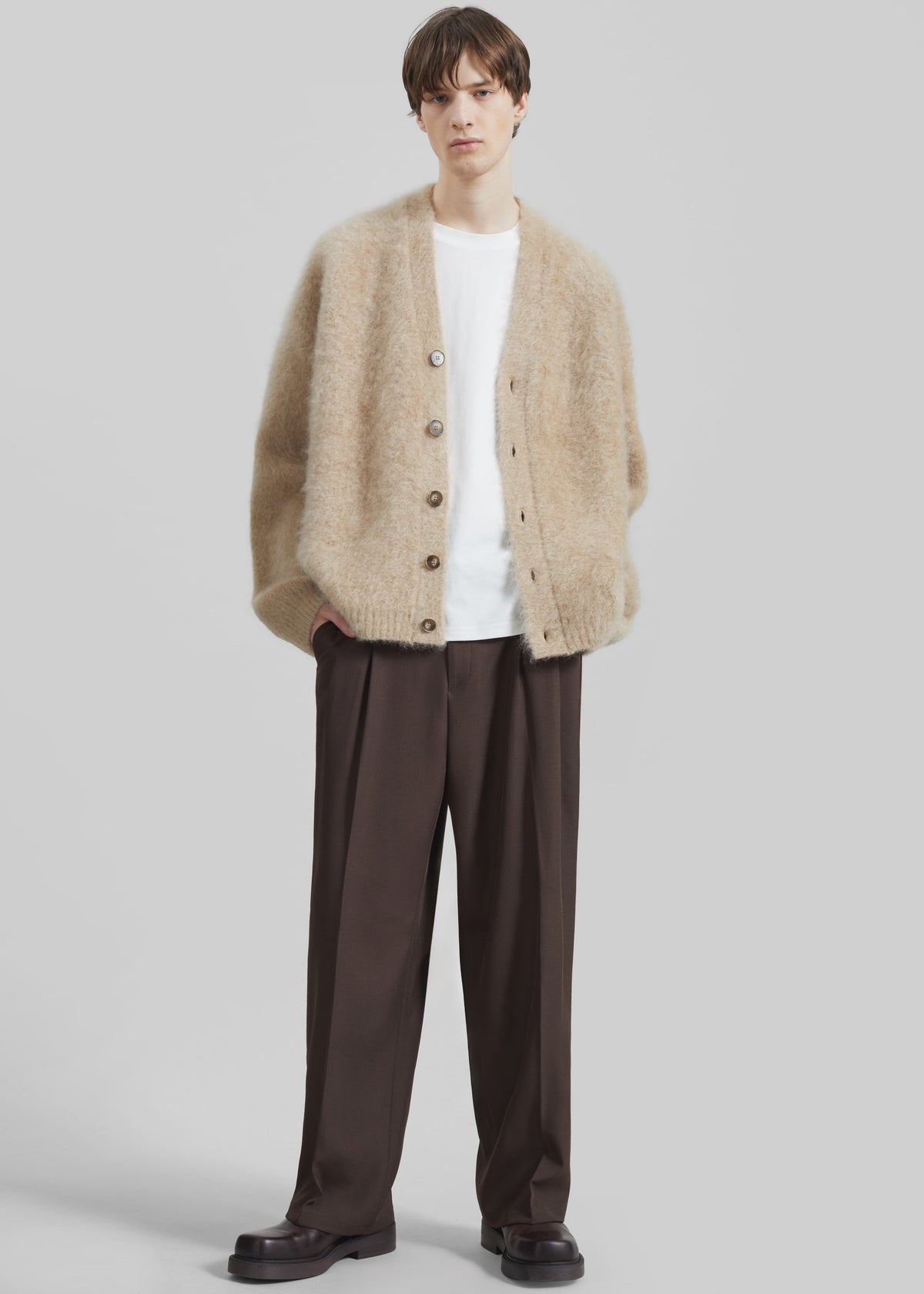 Halbert Pleated Trousers - Brown β view 4 of 7