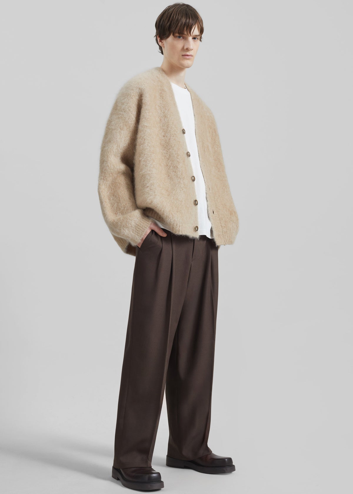 Halbert Pleated Trousers - Brown β view 1 of 7