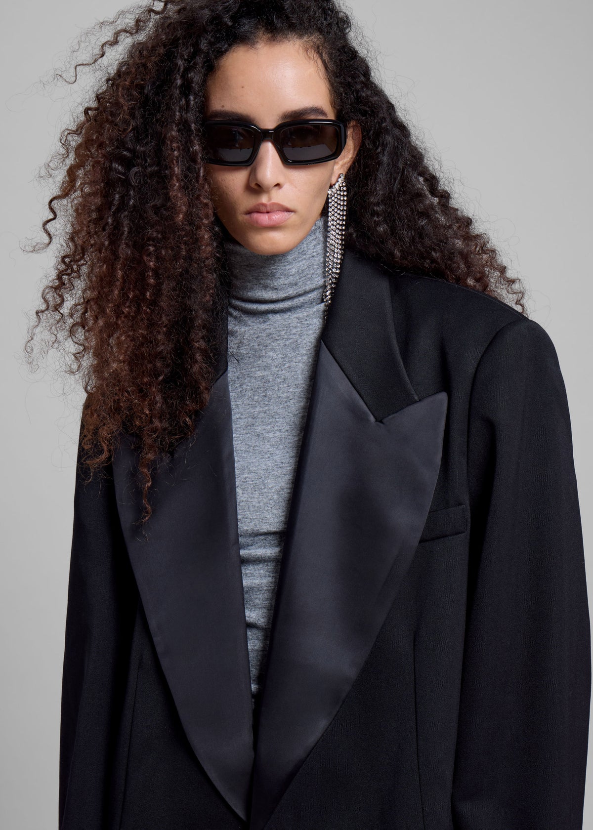 Halle Satin Collar Blazer - Black β view 7 of 11