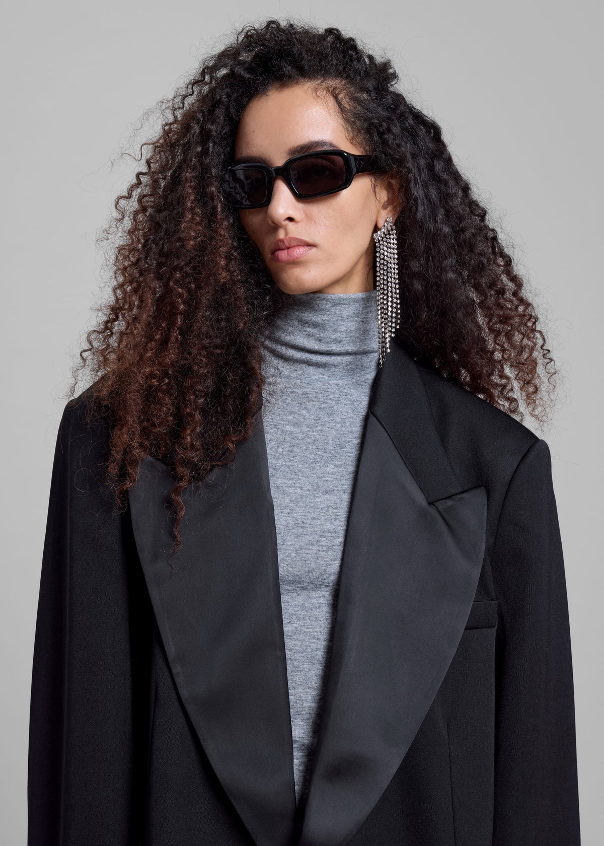 Halle Satin Collar Blazer - Black β view 4 of 11