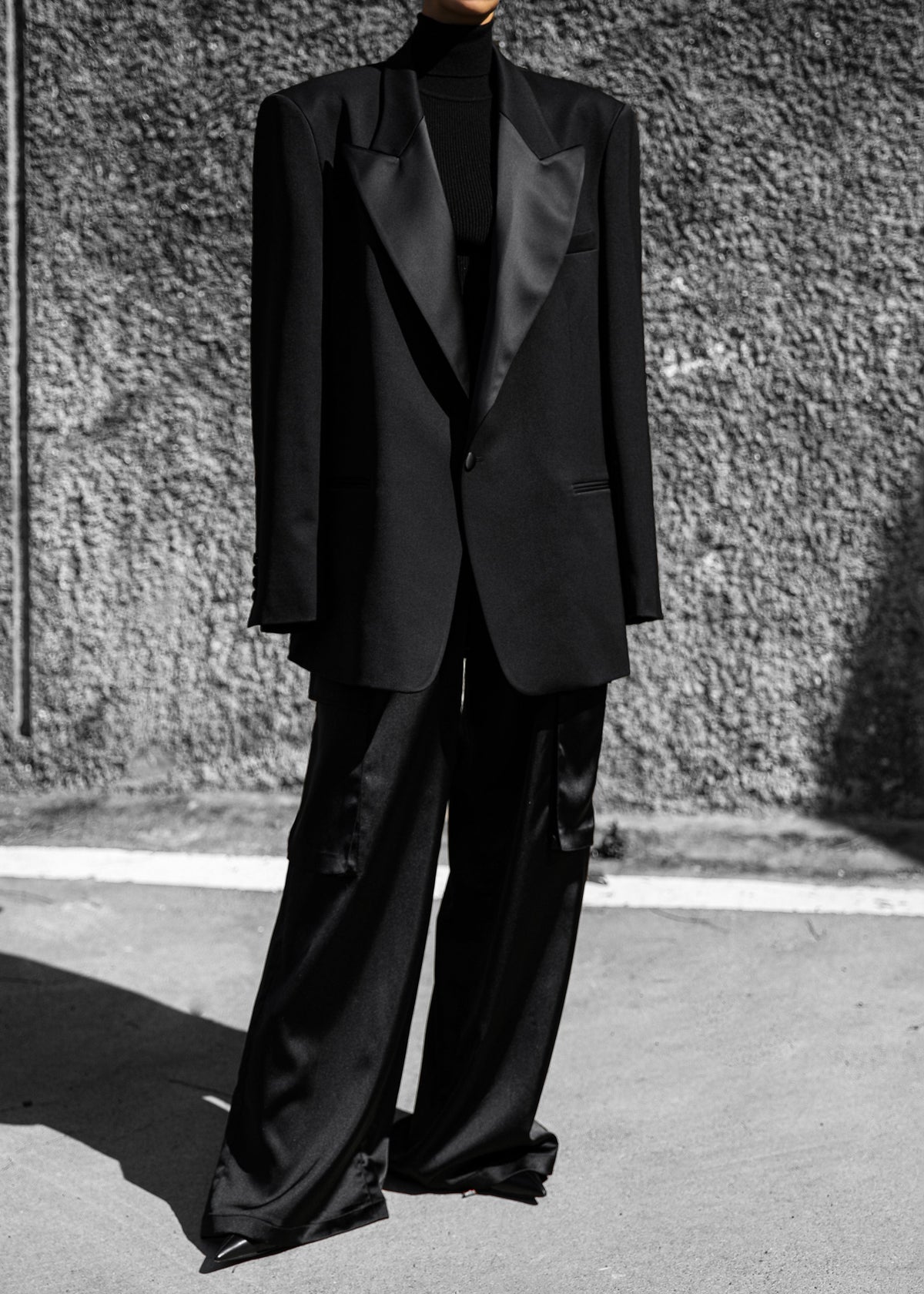 Halle Satin Collar Blazer - Black β view 8 of 11