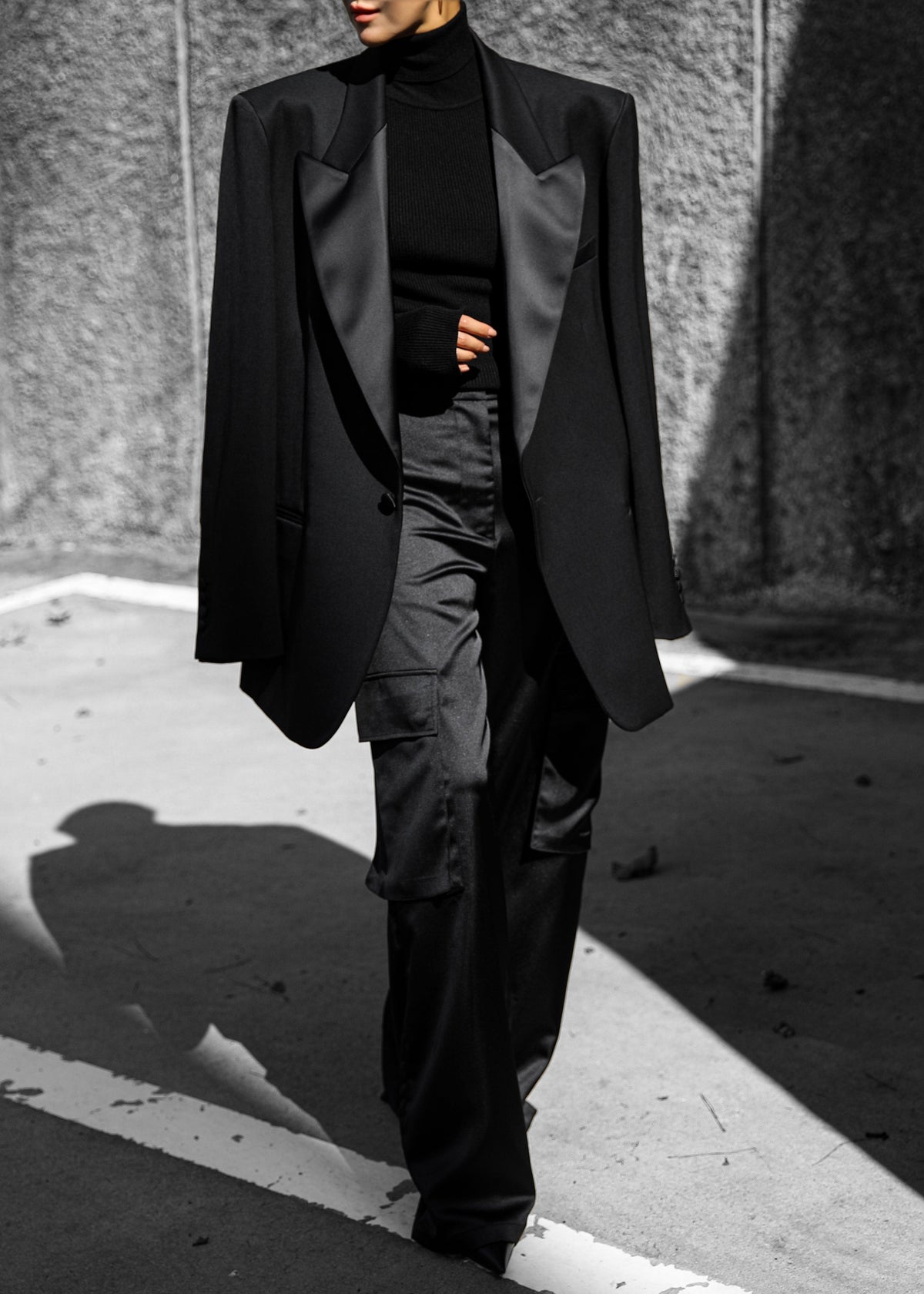 Halle Satin Collar Blazer - Black β view 3 of 11