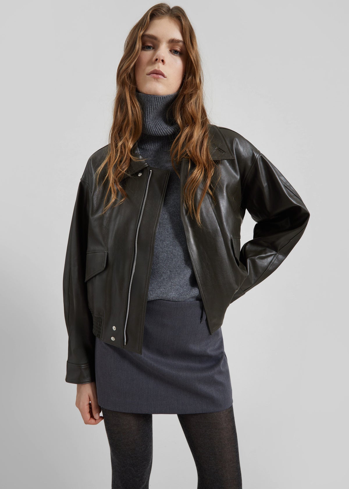 Halmstad Faux Leather Jacket - Charcoal β view 5 of 8