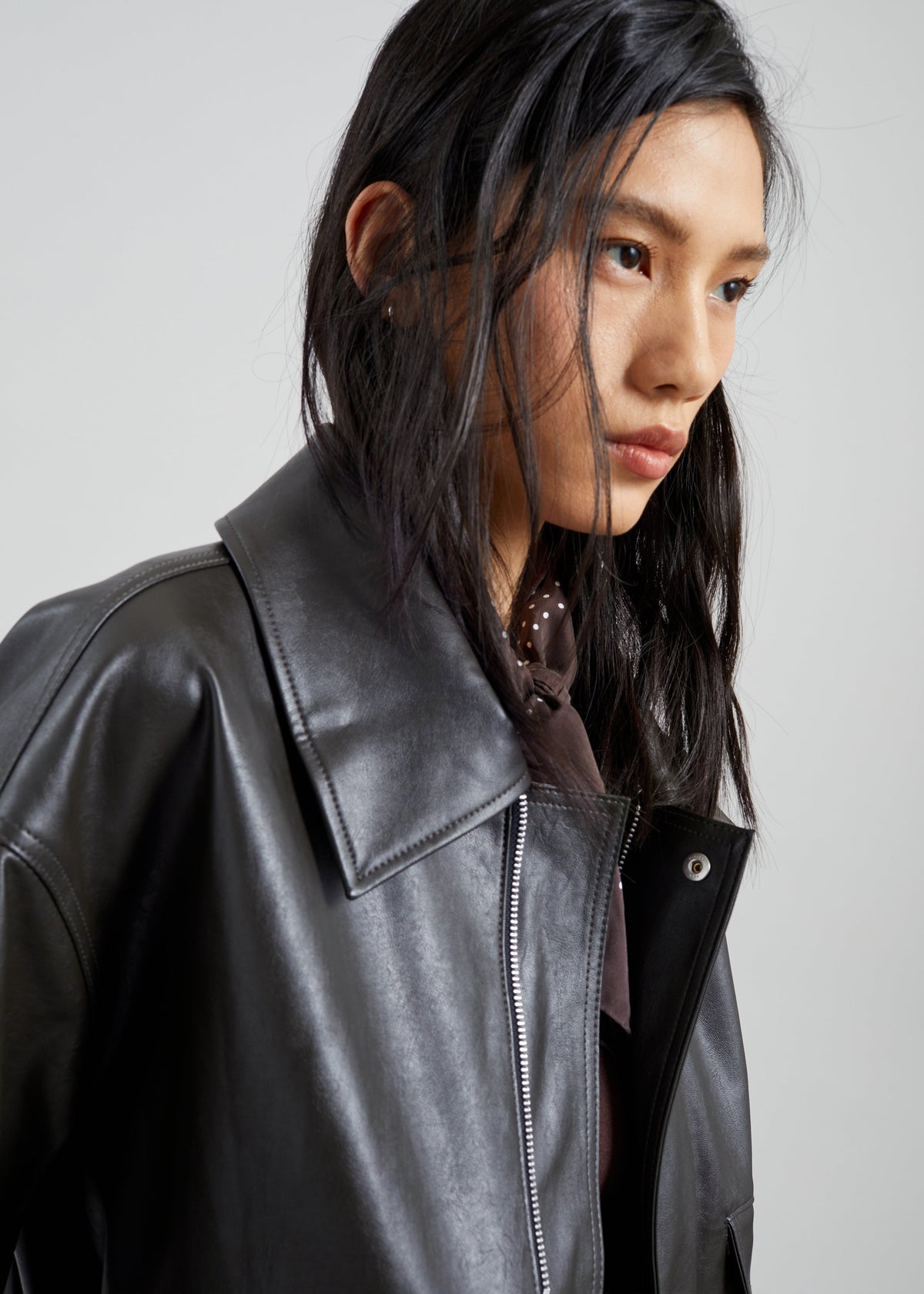 Halmstad Faux Leather Jacket - Charcoal β view 4 of 8