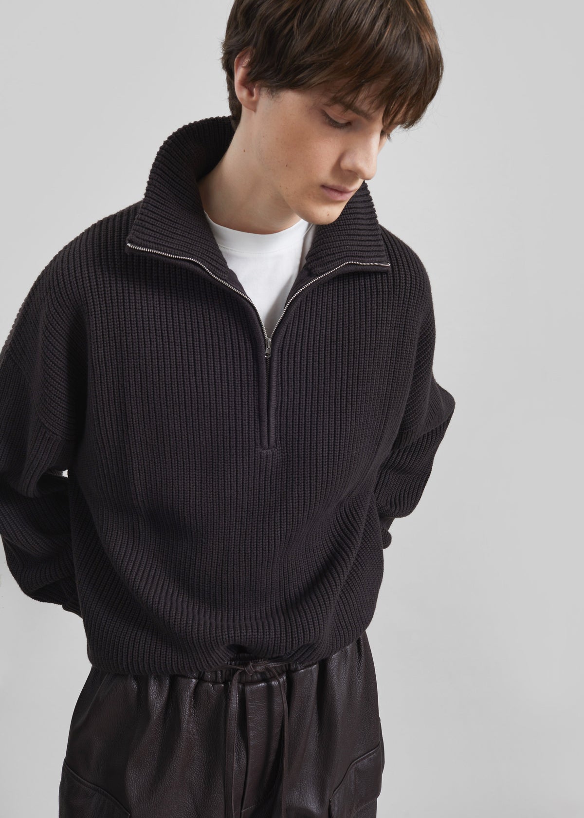 Harrison Quarter Zip Jumper - Dark Plum β view 7 of 10