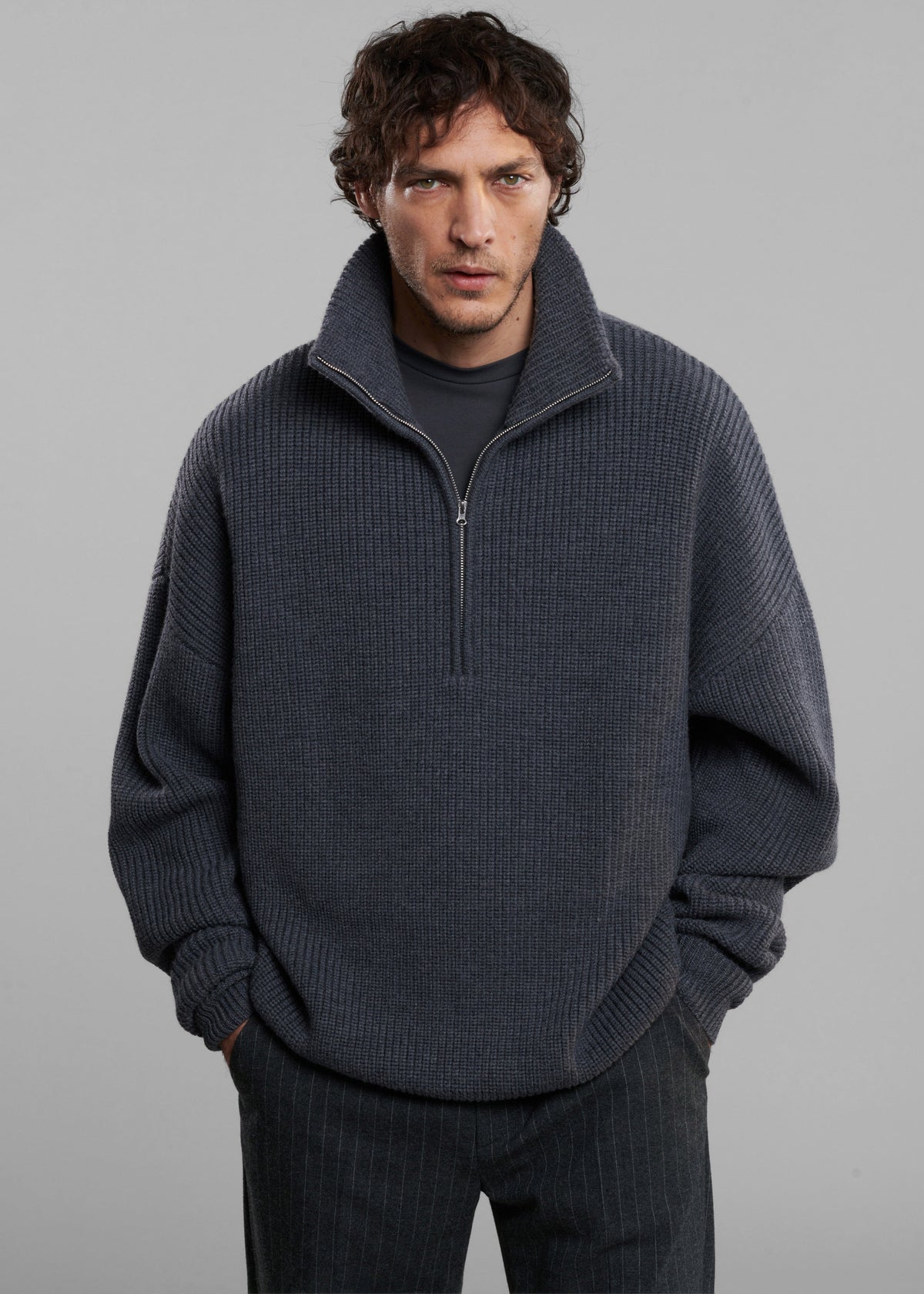 Harrison Quarter Zip Jumper - Grey Melange β view 4 of 9