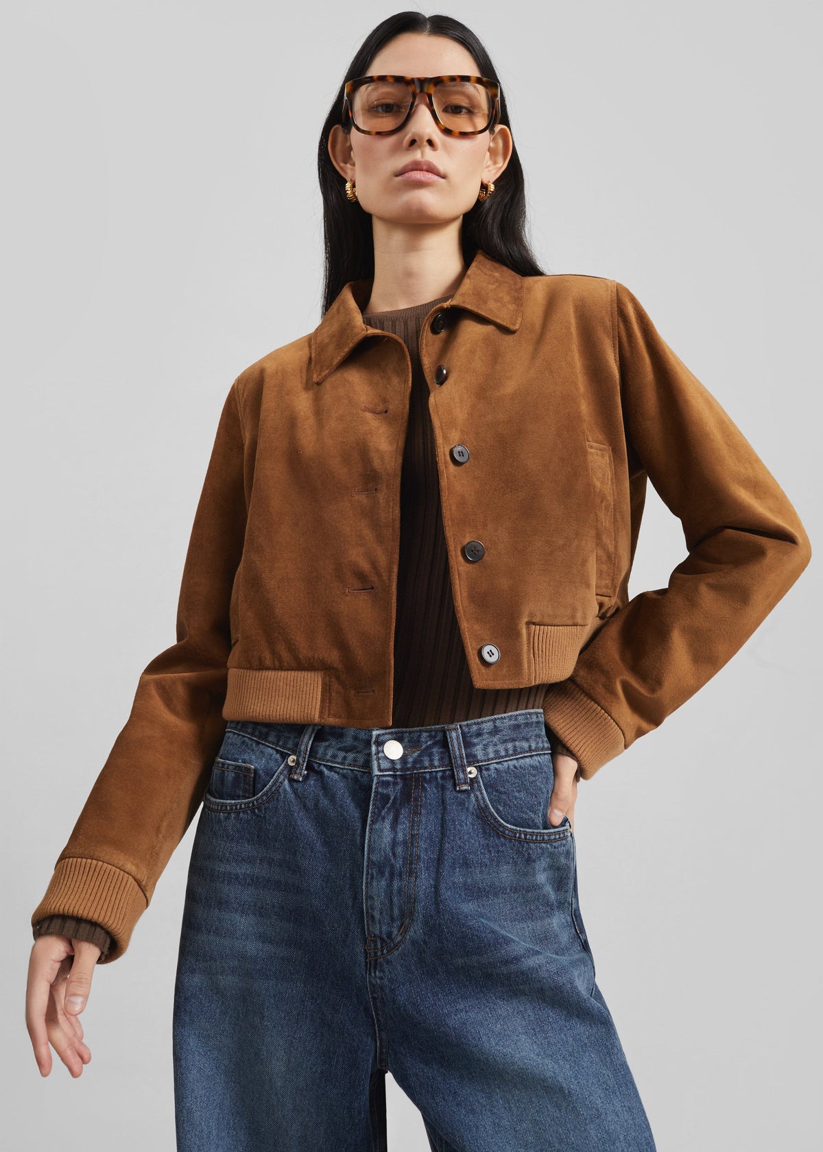 Hartford Suede Short Jacket - Dark Camel β view 3 of 8