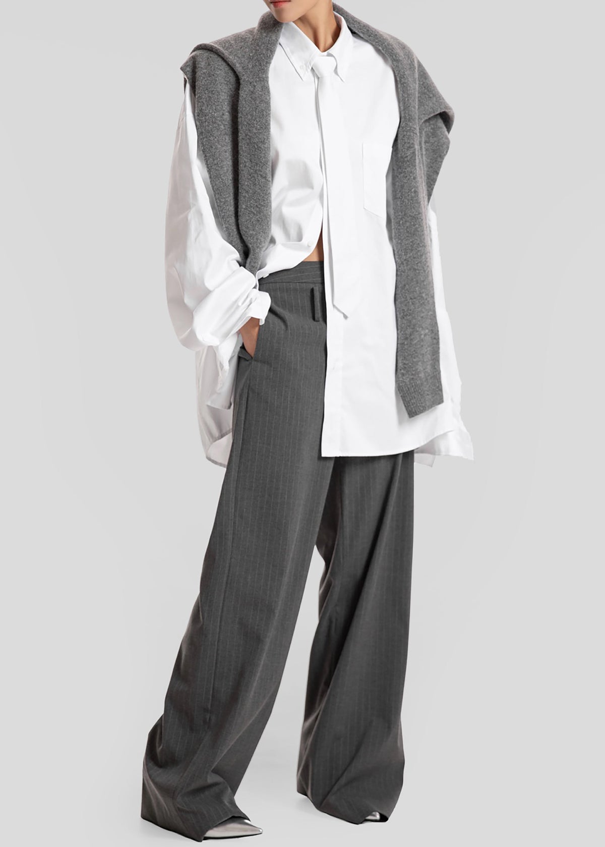 Havelock Oversized Neck-Tie Shirt - White β view 3 of 7