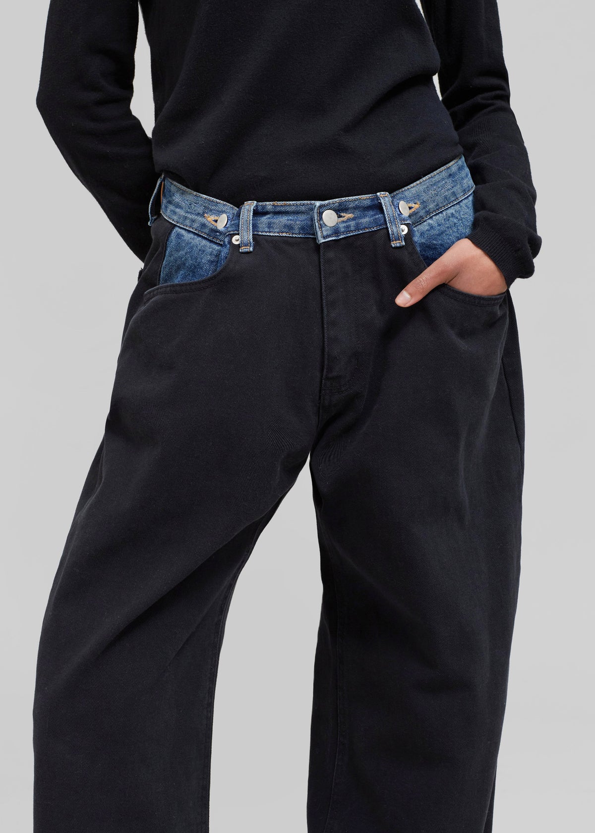 Hayla Contrast Denim Pants - Black/Blue β view 6 of 9