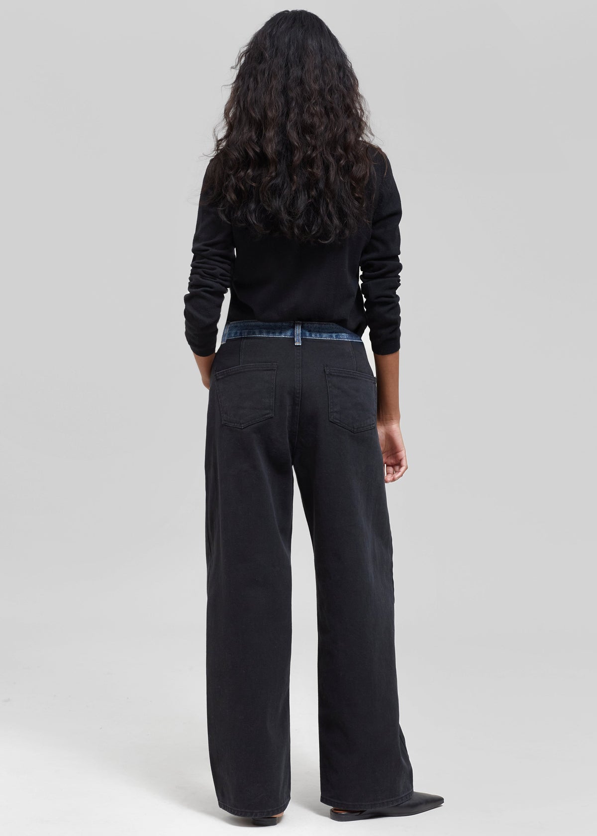 Hayla Contrast Denim Pants - Black/Blue β view 8 of 9