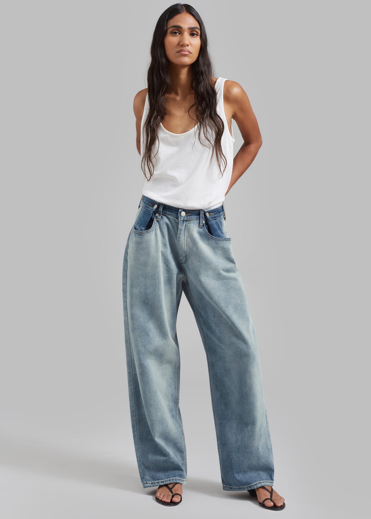 Hayla Contrast Denim Pants - Light Wash/Blue β view 4 of 10