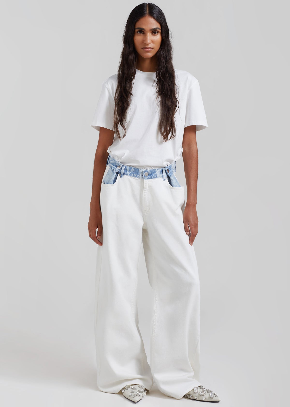 Hayla Contrast Denim Pants - Off White/Blue – view 1 of 11