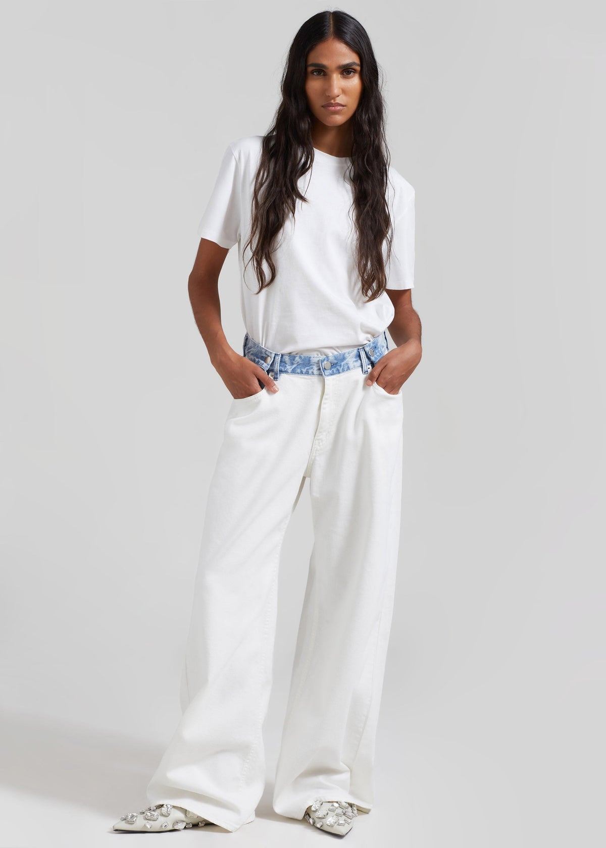 Hayla Contrast Denim Pants - Off White/Blue – view 9 of 11